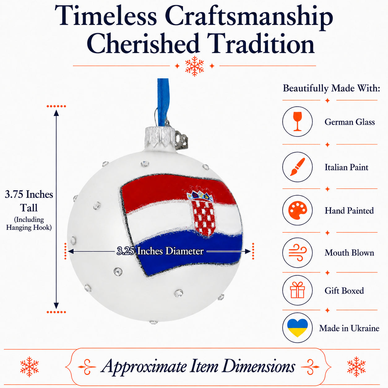 Flag of Croatia Glass Ball Christmas Ornament