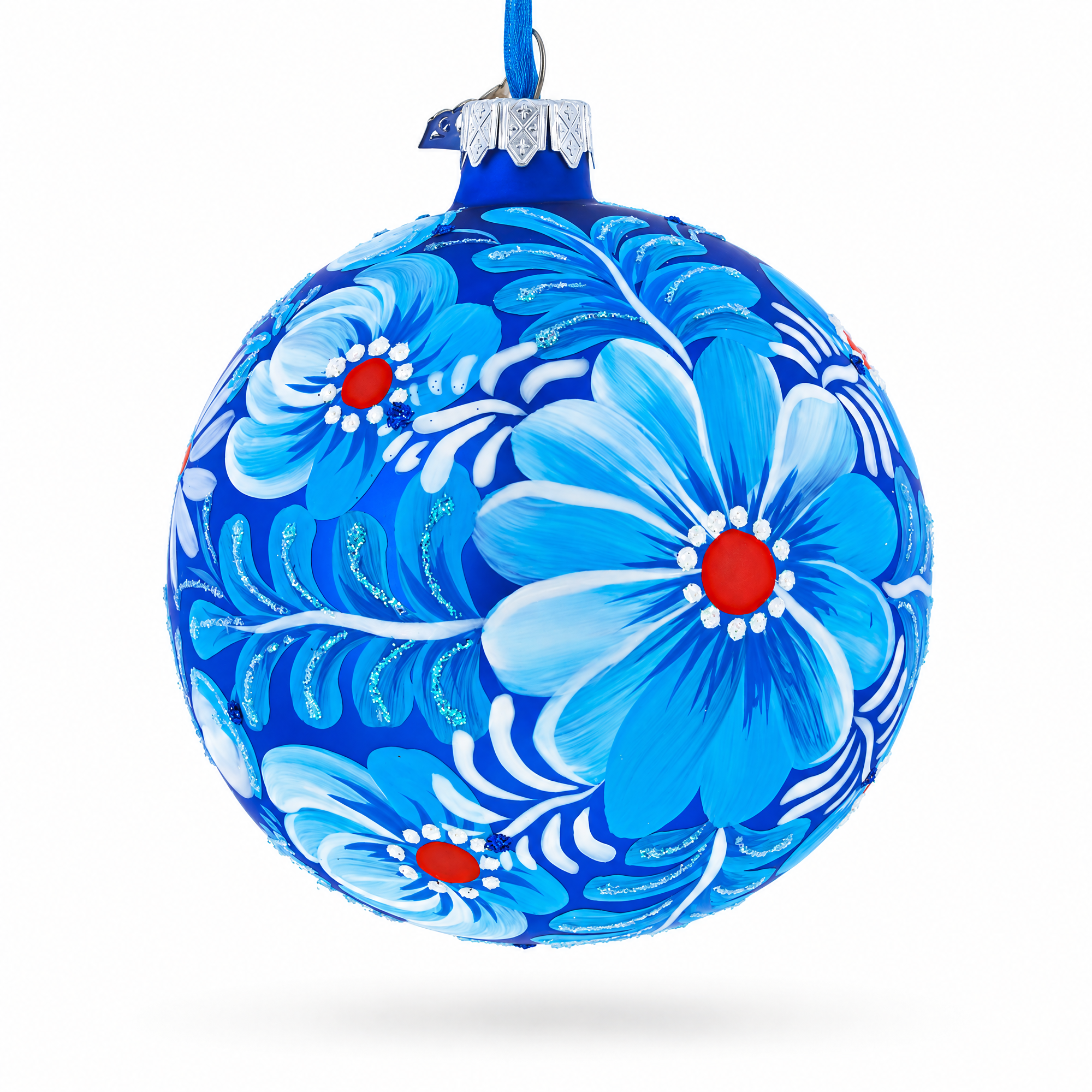 Aster Flowers Glass Ball Ornament