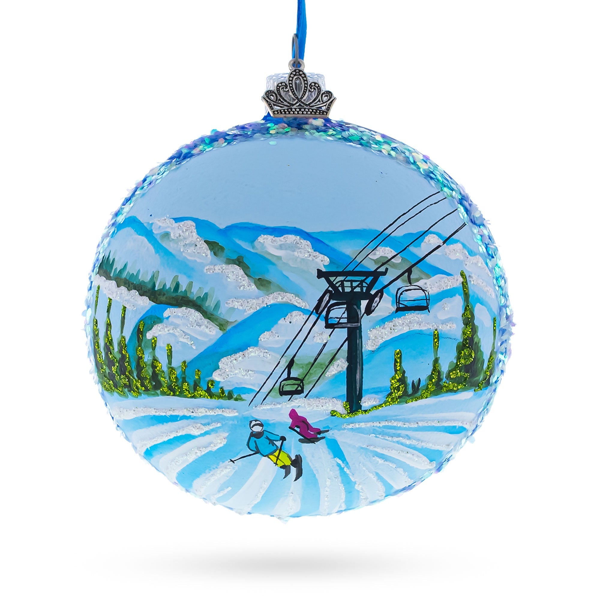 Deer Valley Ski Resort, Park City, Utah Glass Ball Christmas Ornament