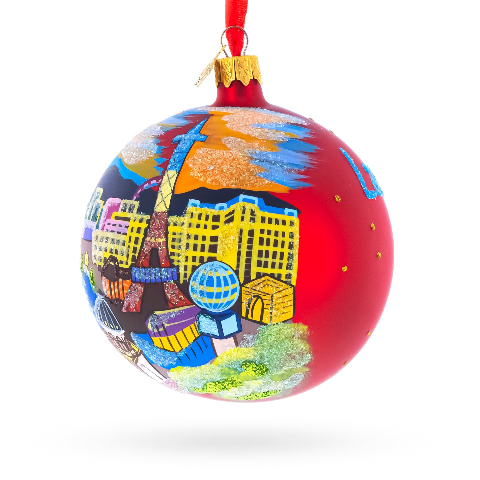 Las Vegas Skyline, Nevada Glass Ball Christmas Ornament 4 Inches