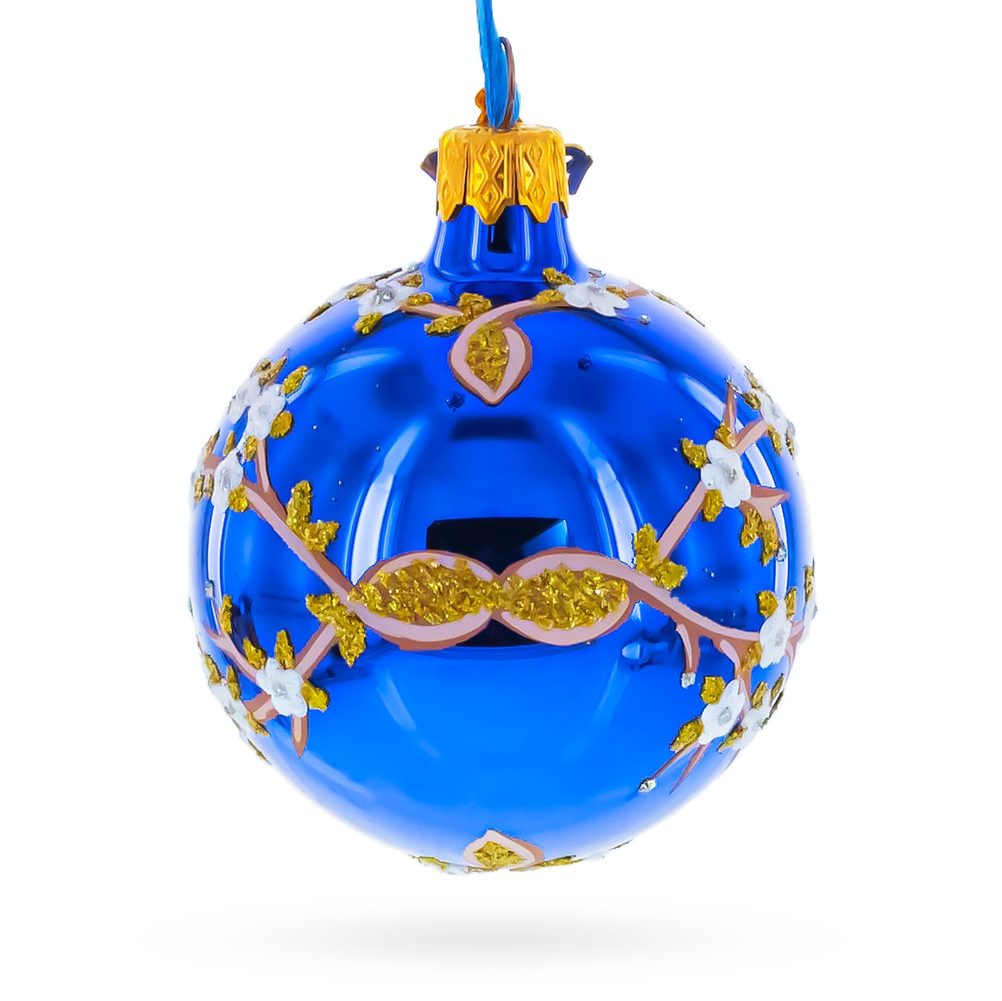 1901 Kelch Apple Blossom Royal Glass Ball Christmas Ornament 2.4 Inches