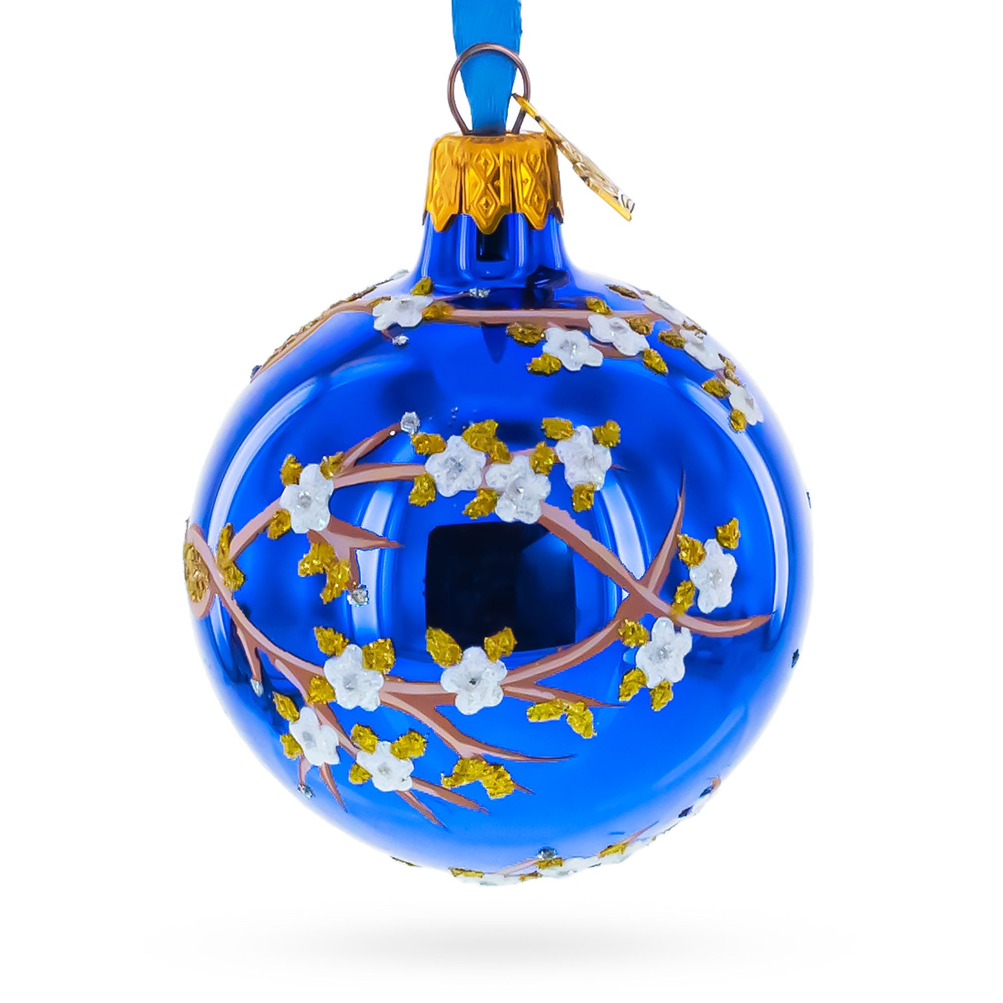 1901 Kelch Apple Blossom Royal Glass Ball Christmas Ornament 2.4 Inches