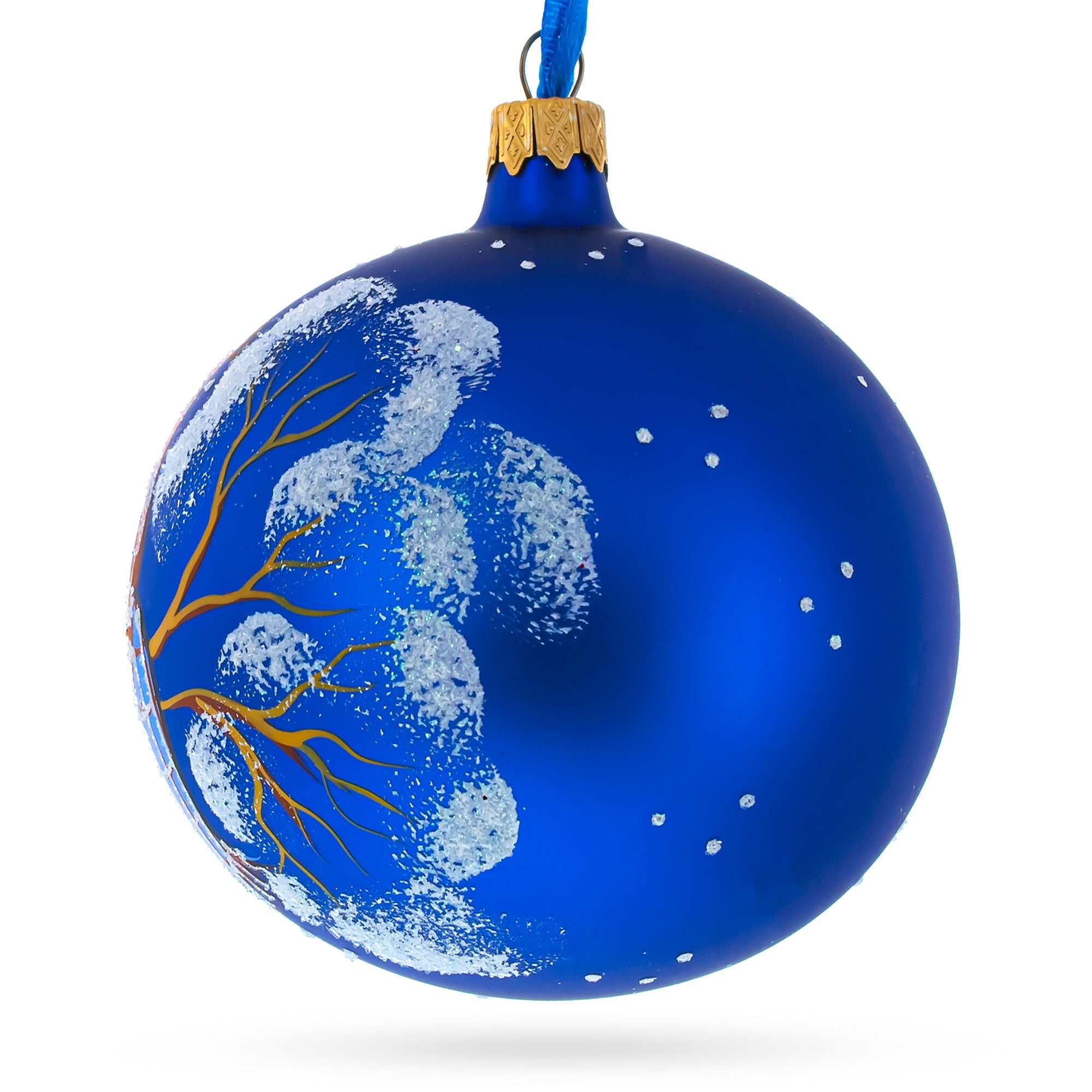 Bird Immersed in a Book Hand-Glass Ball Christmas Ornament 3.25 Inches