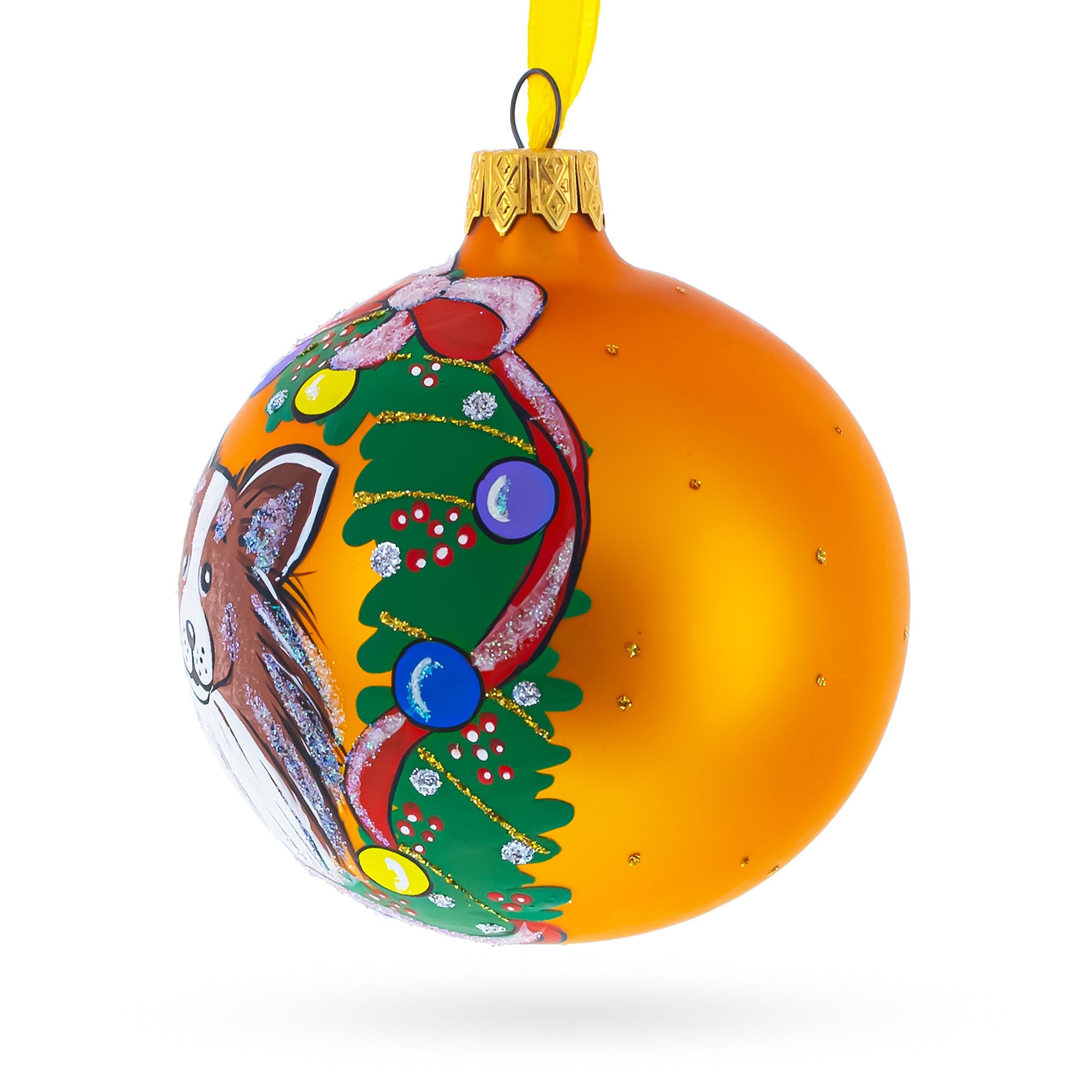 Collie Dog Glass Ball Christmas Ornament 3.25 Inches