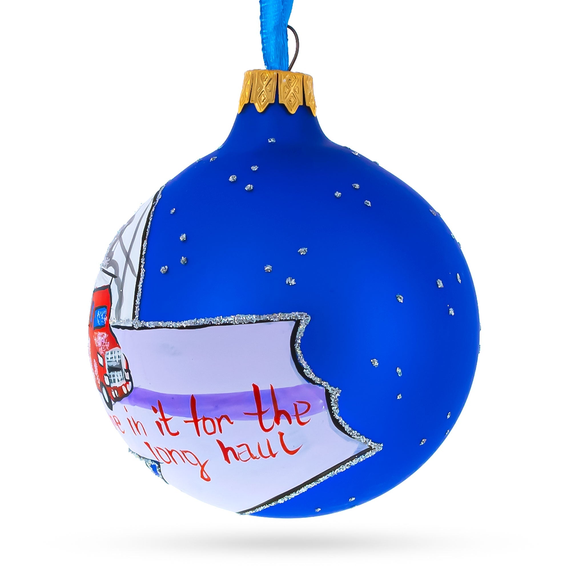 Truck Driver Glass Ball Christmas Ornament 3.25 Inches