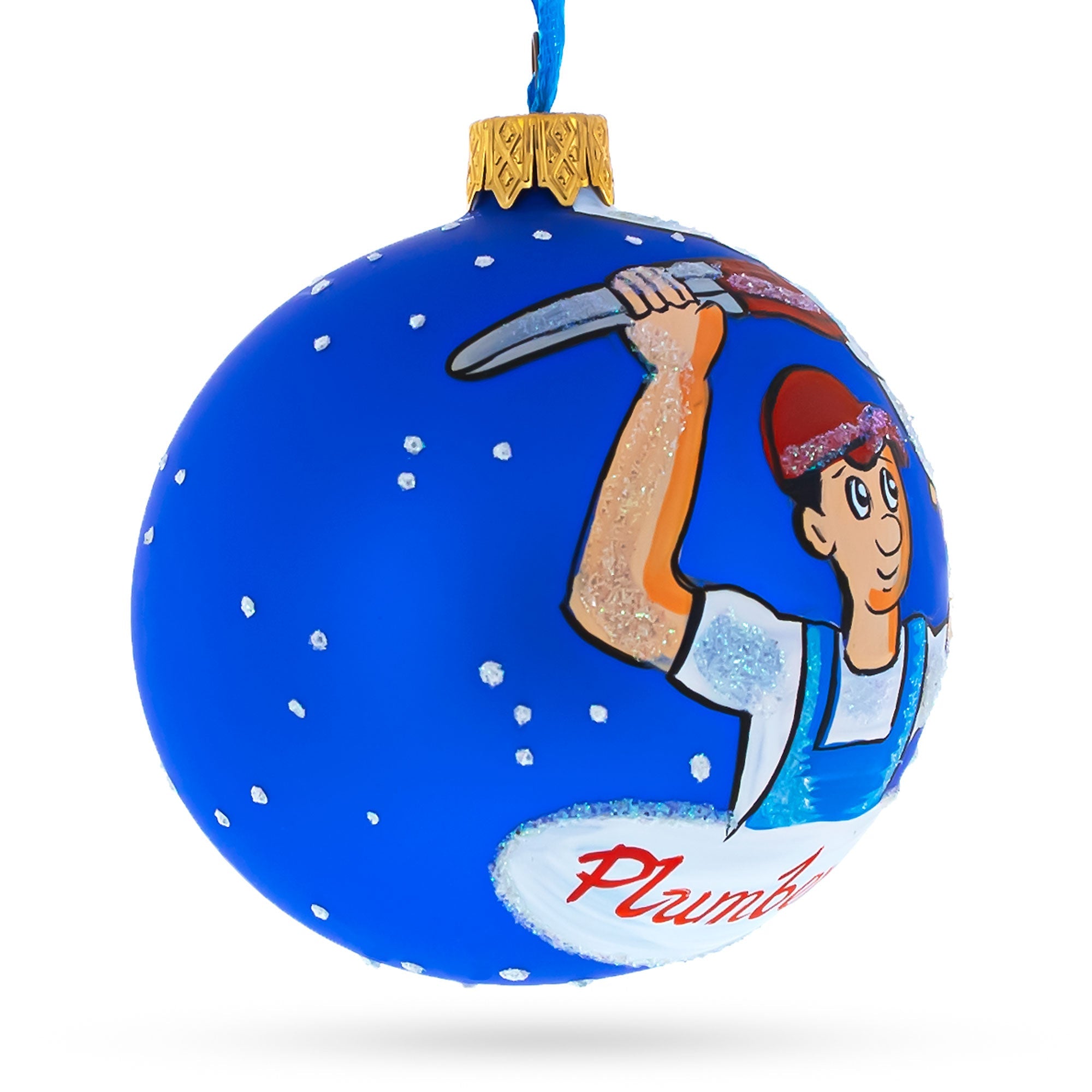 Plumber Glass Ball Christmas Ornament 3.25 Inches