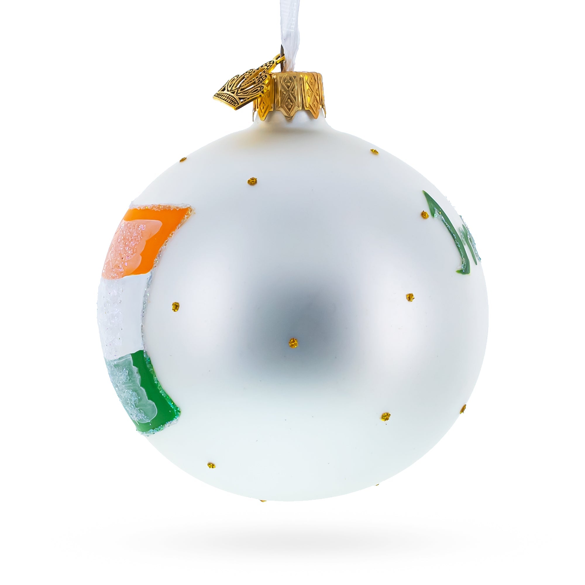 Flag of India Glass Ball Christmas Ornament 3.25 Inches