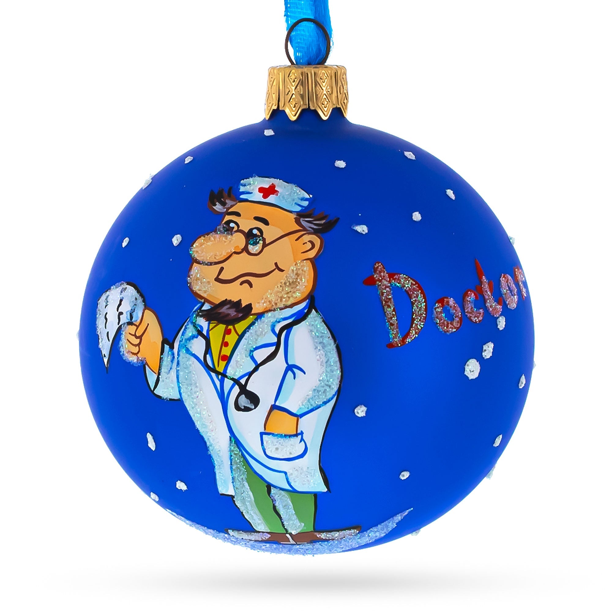 Doctor Reading Glass Ball Christmas Ornament 3.25 Inches