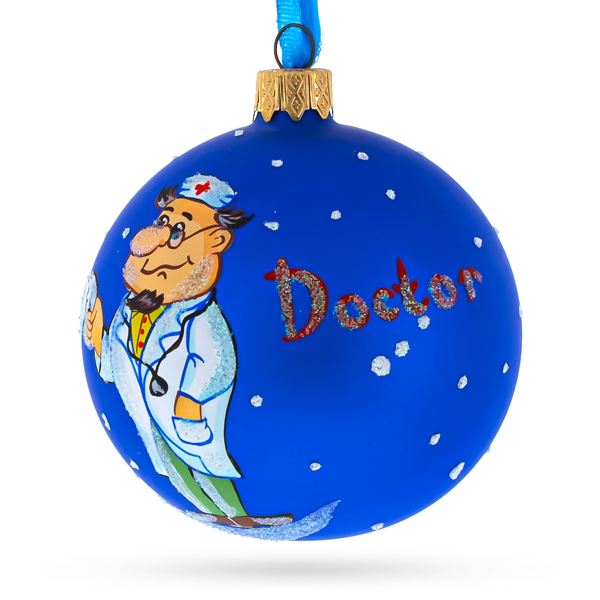 Doctor Reading Glass Ball Christmas Ornament 3.25 Inches