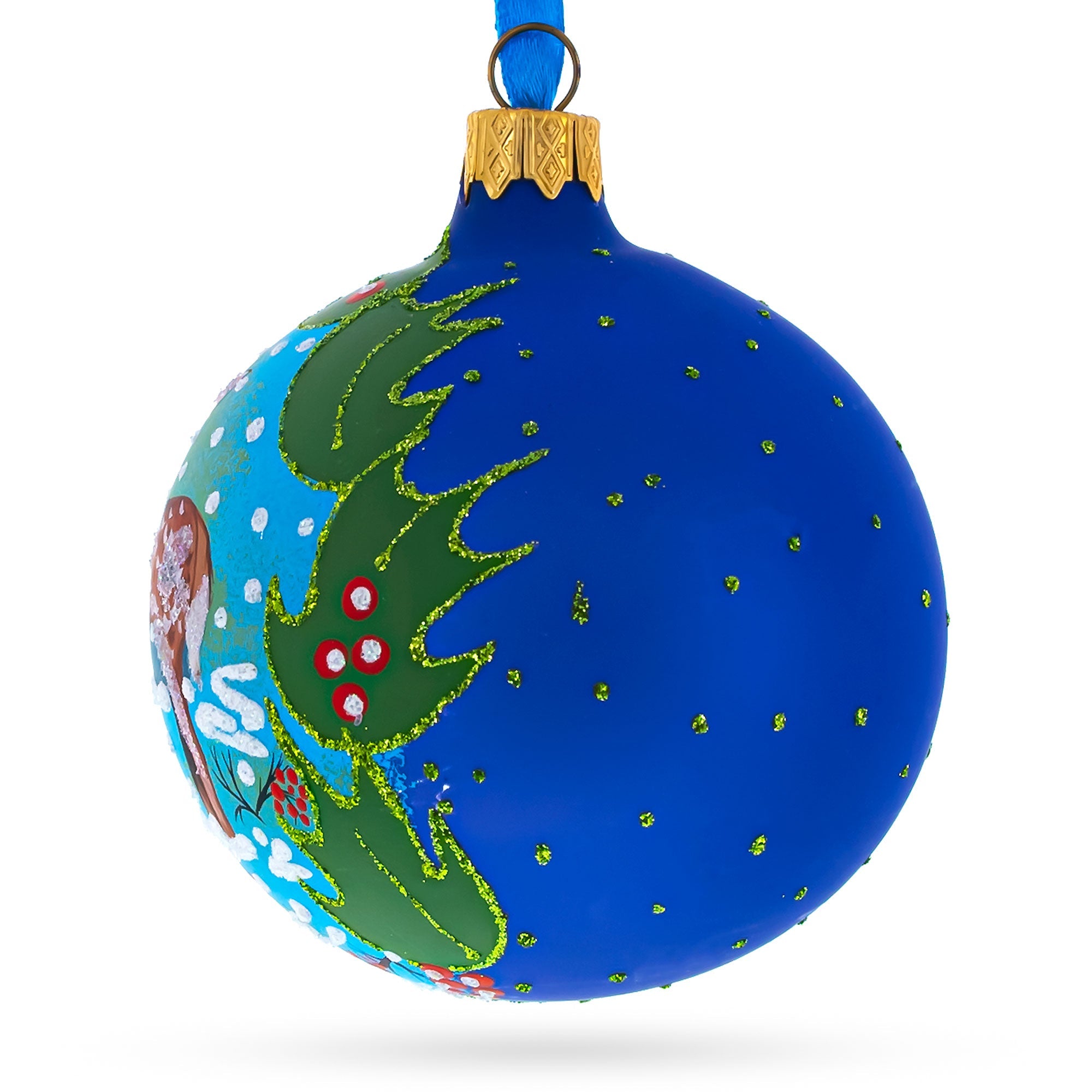 Deer in the Woods Glass Ball Christmas Ornament 3.25 Inches