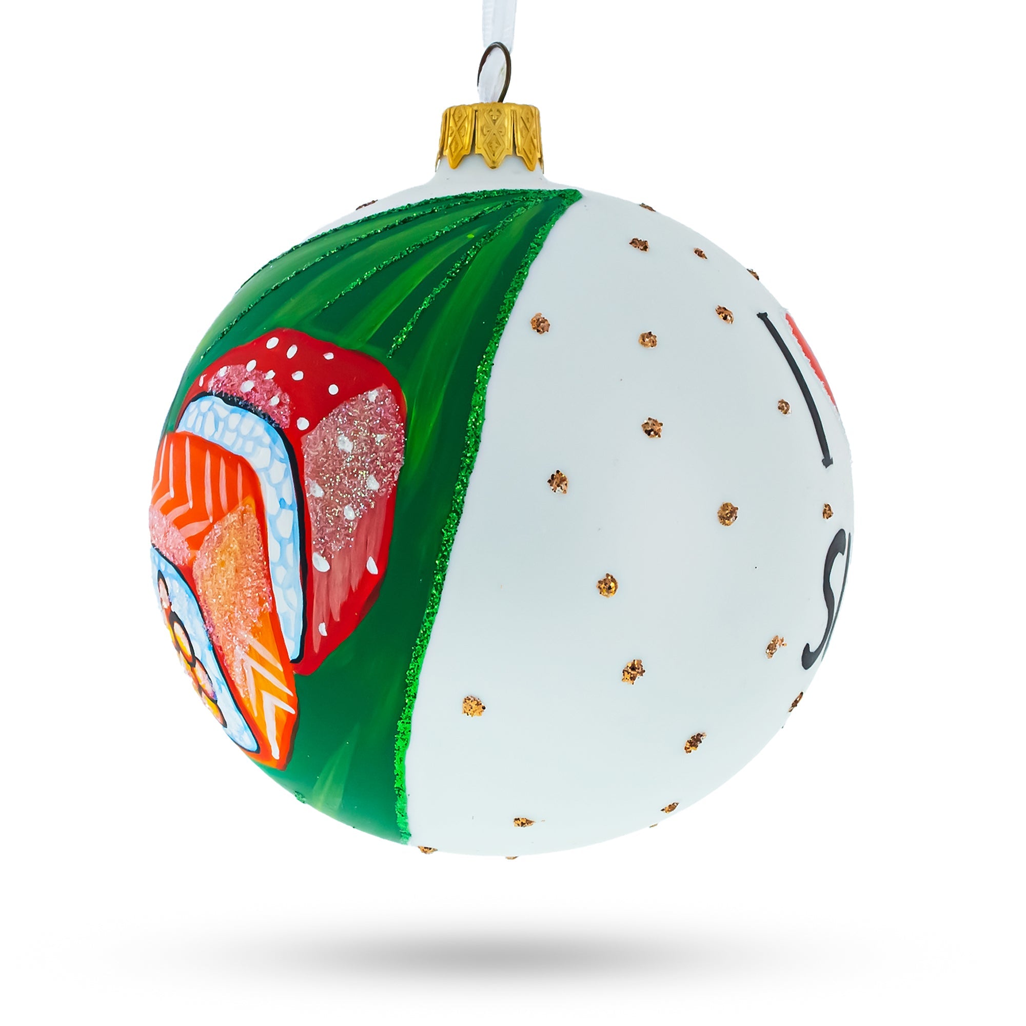 Sushi Lover Glass Ball Christmas Ornament 4 Inches
