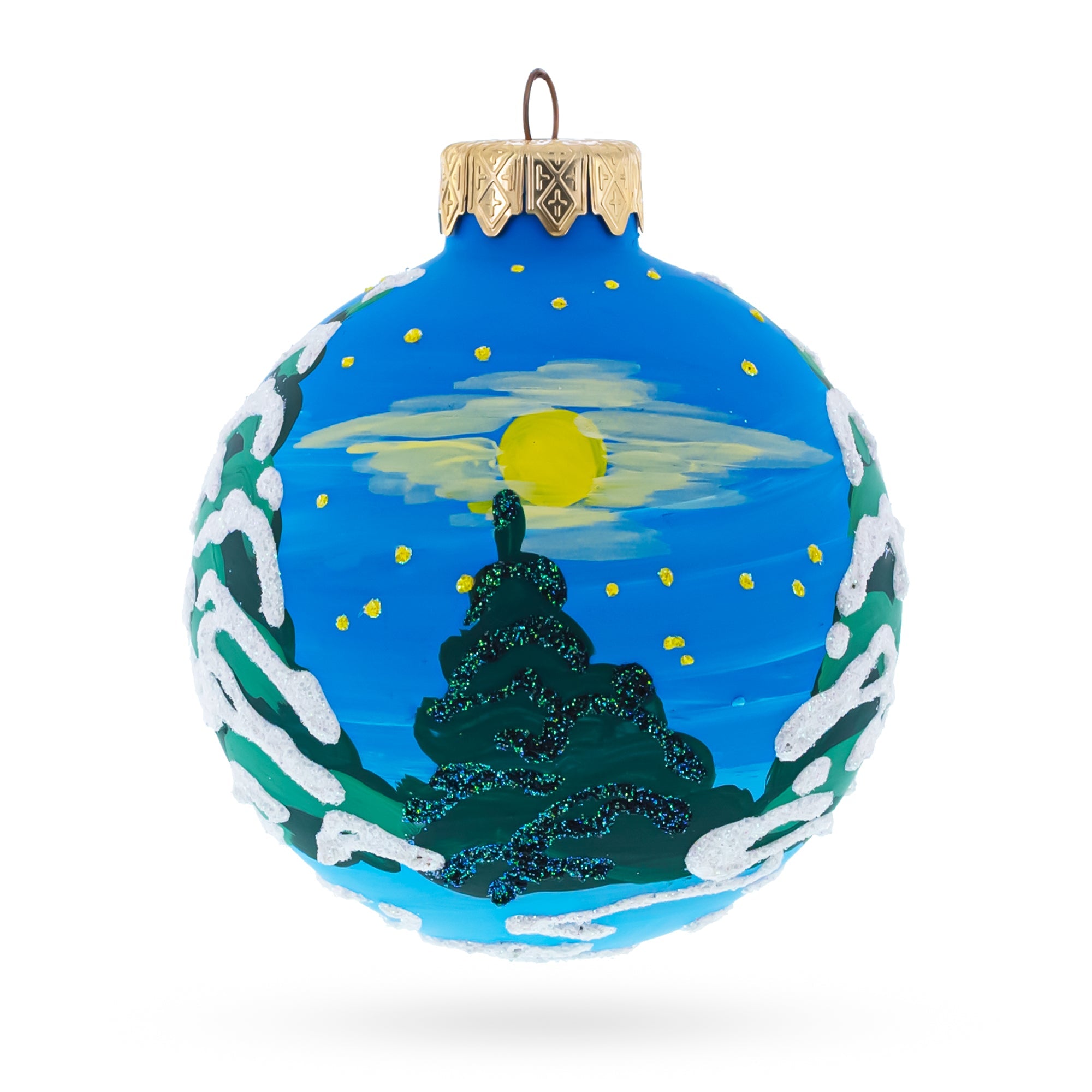 Santa and Two Snowmen Glass Ball Christmas Ornament 3.25 Inches