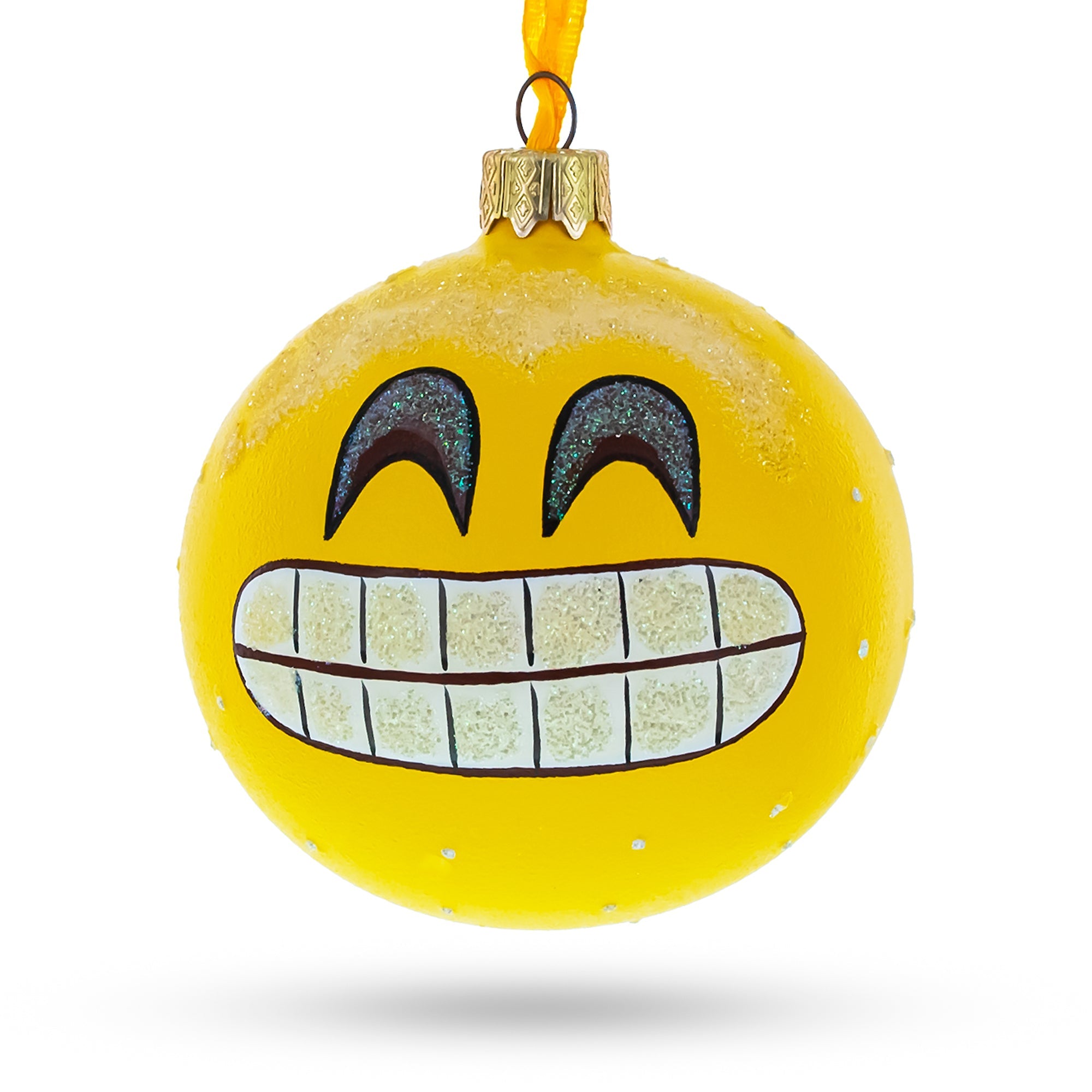 The Grin Facial Expressions Glass Ball Christmas Ornament 3.25 Inches