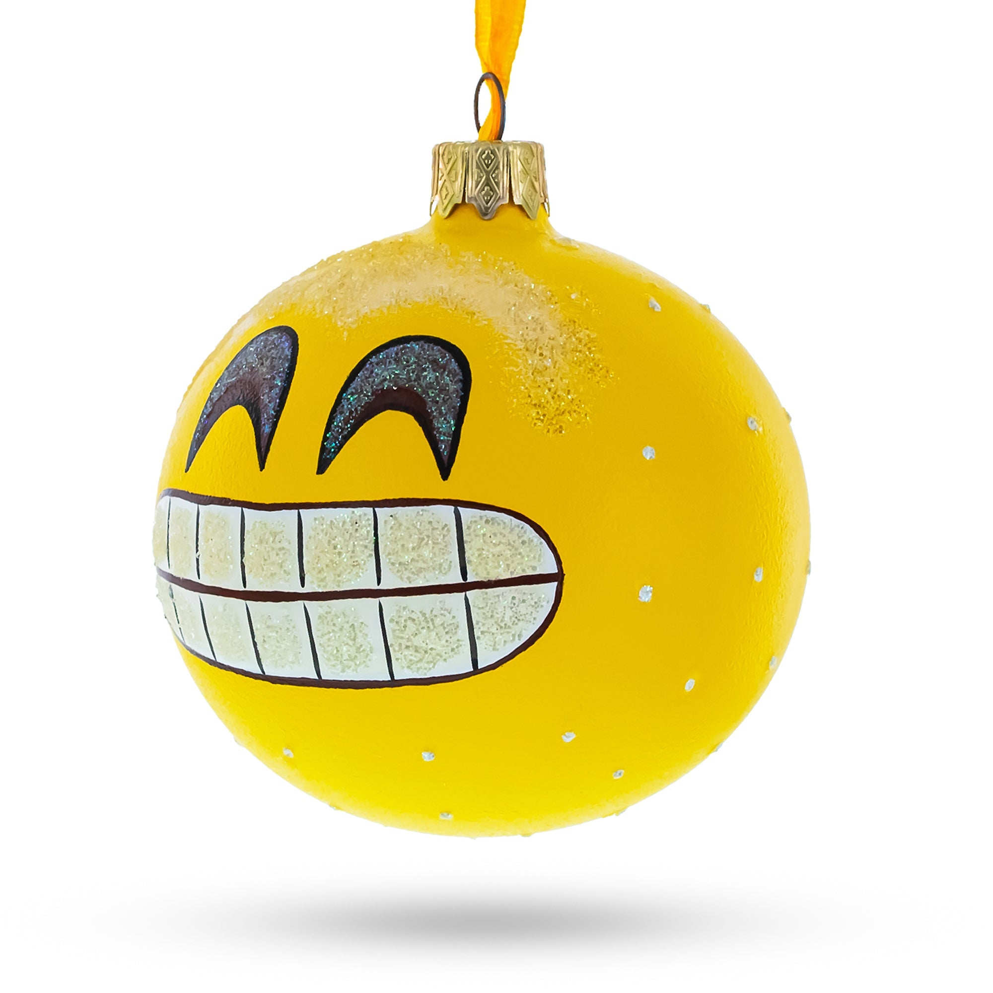 The Grin Facial Expressions Glass Ball Christmas Ornament 3.25 Inches