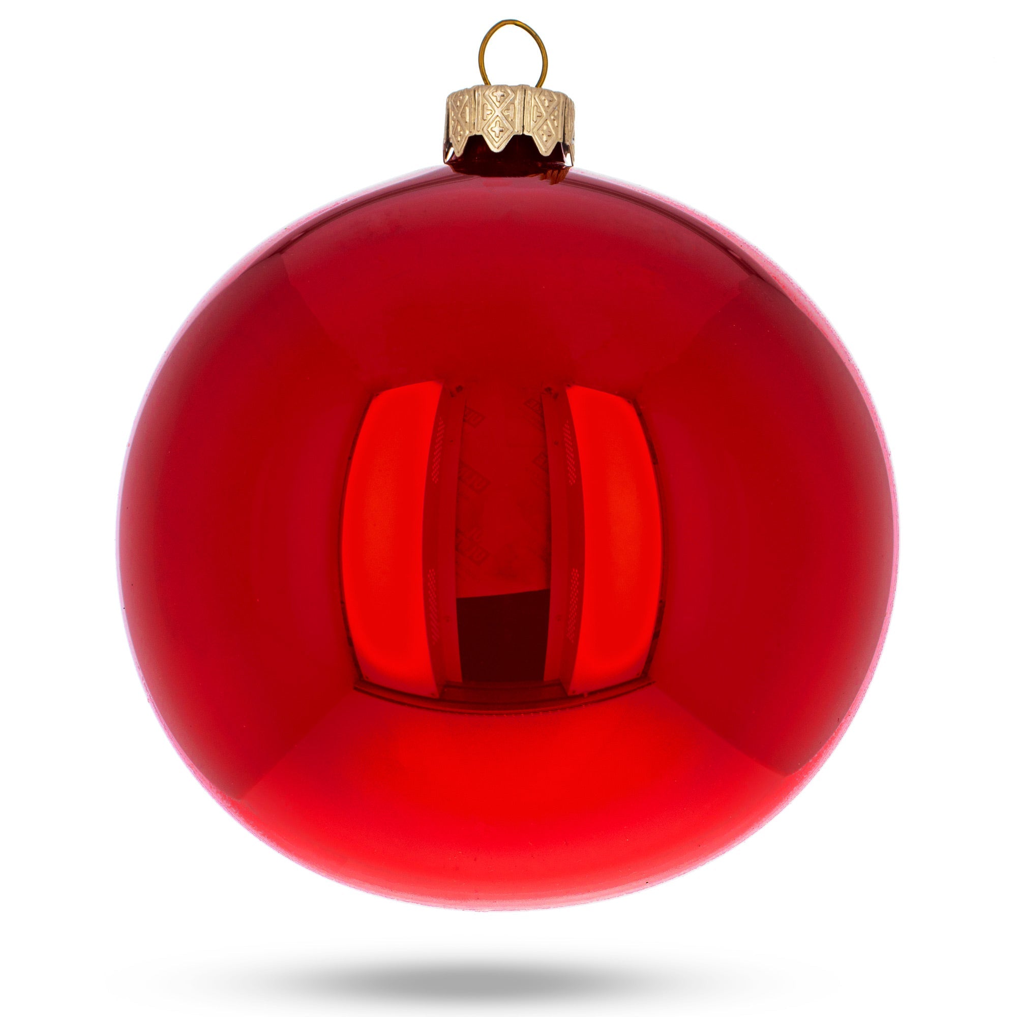 Set of 6 Red Glossy Glass Ball Christmas Ornaments 3.25 Inches