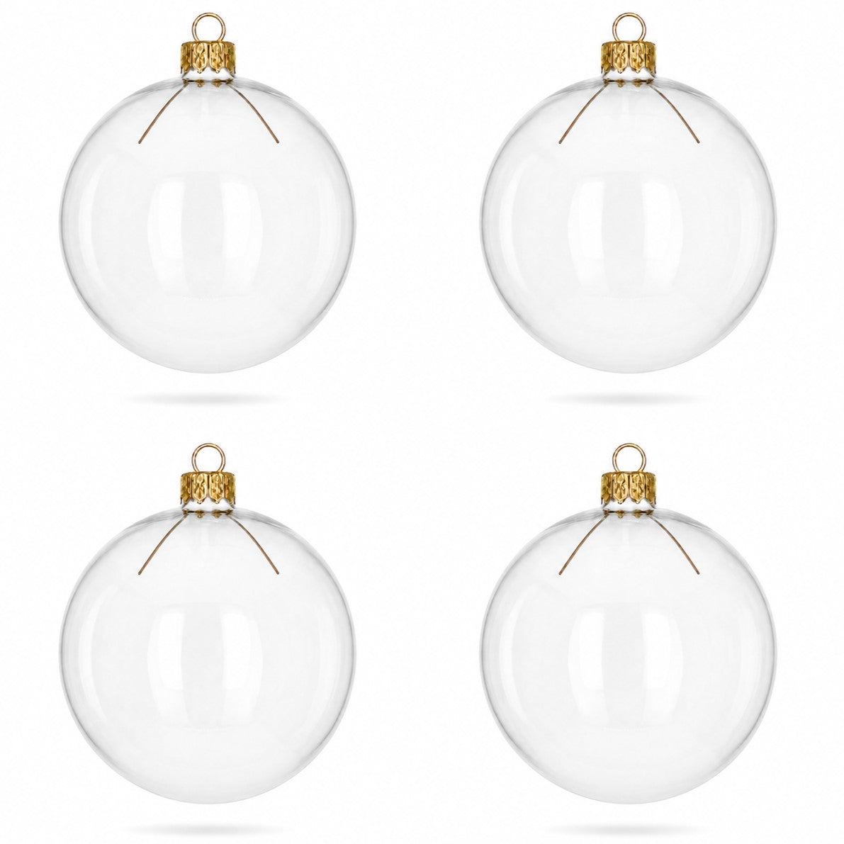 Set of 4 Clear Glass Ball Christmas Ornaments DIY Craft 4 Inches