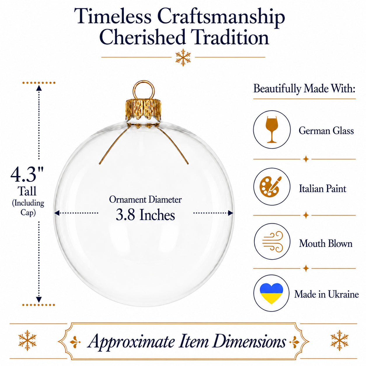 Set of 4 Clear Glass Ball Christmas Ornaments DIY Craft 4 Inches