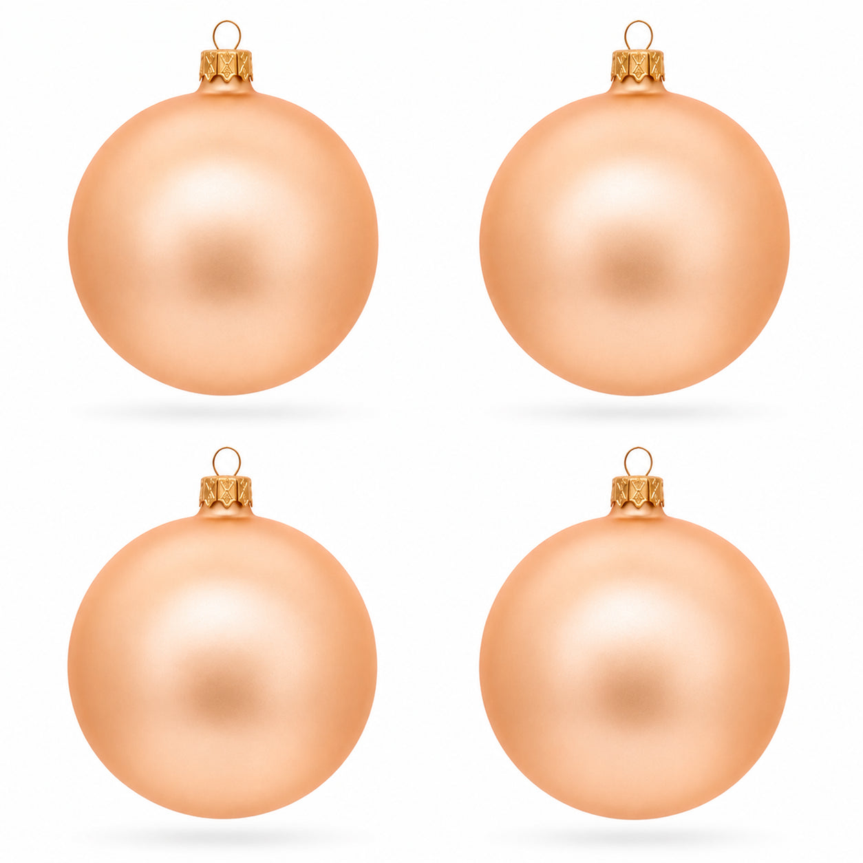 Set of 4 Rose Gold Glass Ball Ornaments 4 Inches