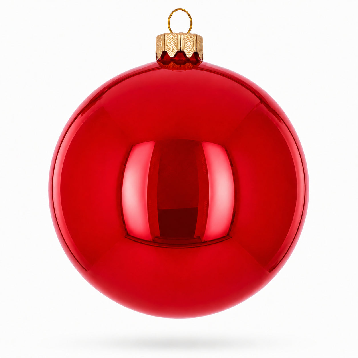 Set of 4 Glossy Red Glass Ball Christmas Ornaments 4 Inches