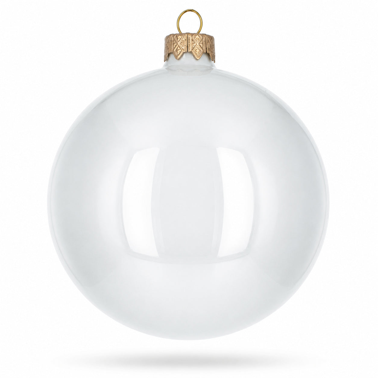 Set of 4 Glossy White Glass Ball Christmas Ornaments 4 Inches