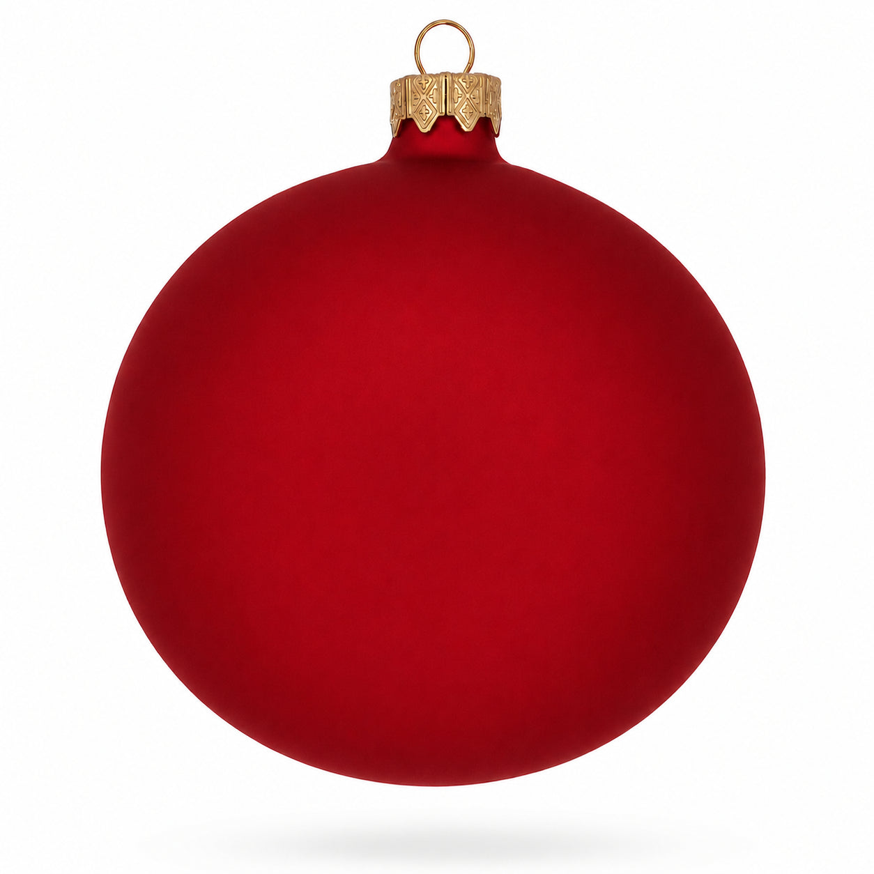 Set of 4 Red Matte Glass Ball Christmas Ornaments 4 Inches