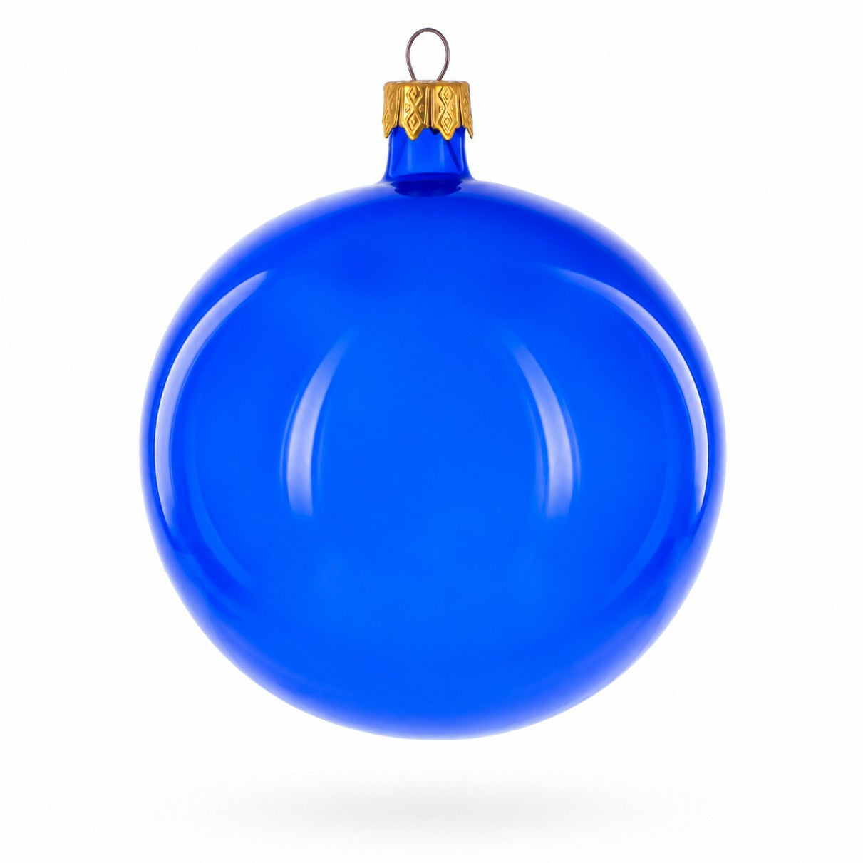 Set of 4 Translucent Glossy Blue Glass Ball Christmas Ornaments 4 Inches