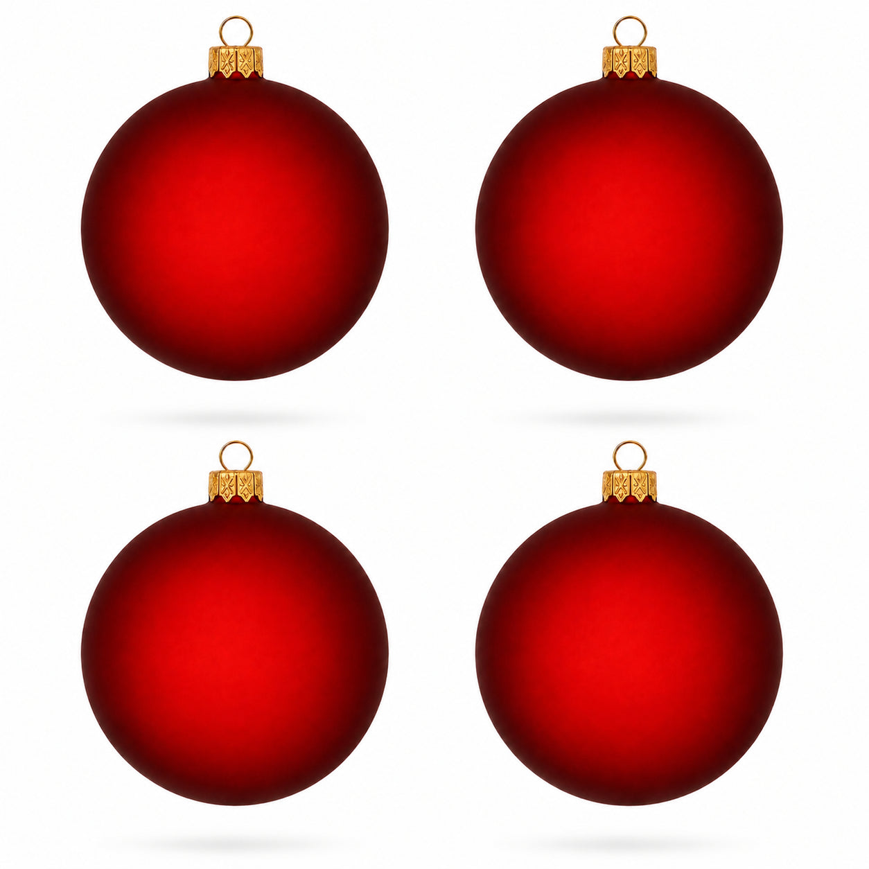 Set of 4 Translucent Red Glass Ball Christmas Ornaments 4 Inches