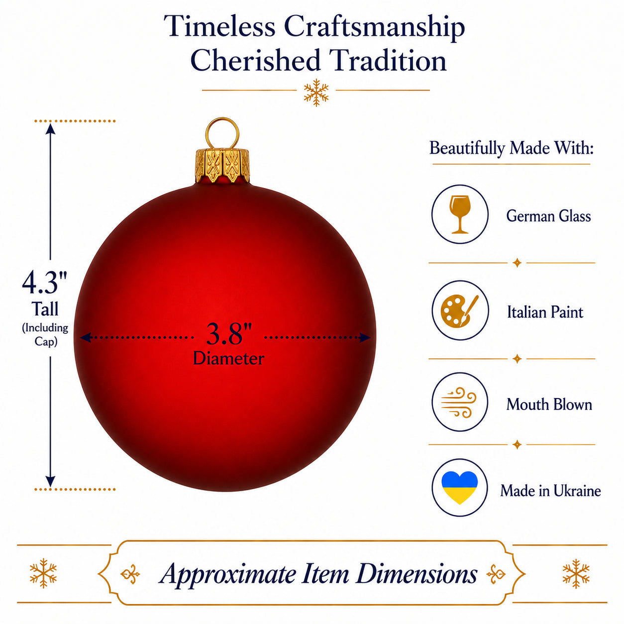 Set of 4 Translucent Red Glass Ball Christmas Ornaments 4 Inches