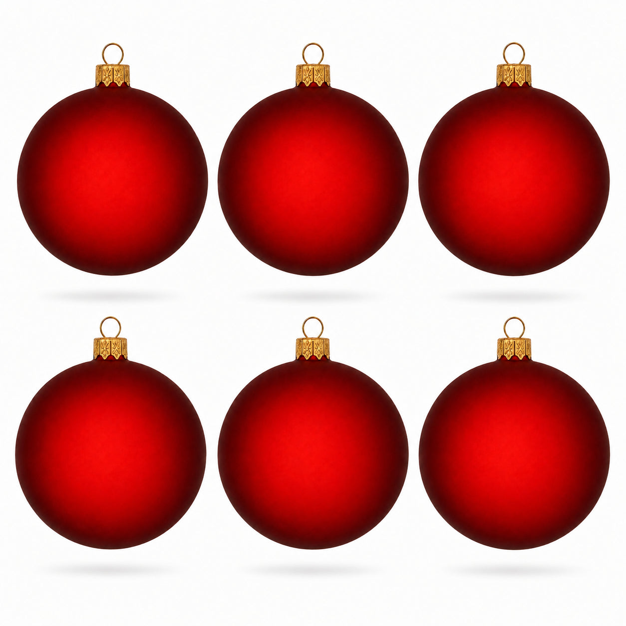 Set of 6 Translucent Red Glass Ball Christmas Ornaments 3.25 Inches