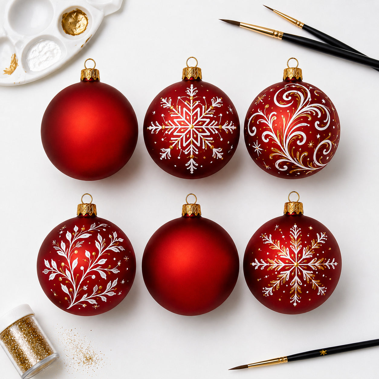 Set of 6 Translucent Red Glass Ball Christmas Ornaments 3.25 Inches