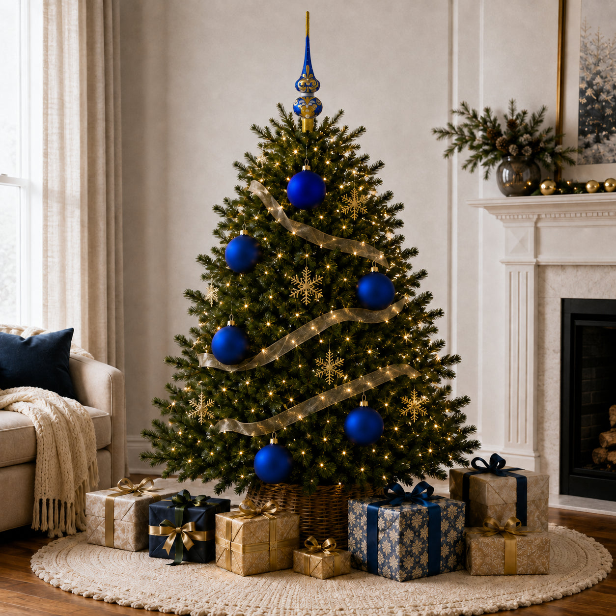 Set of 6 Blue Matte Glass Ball Christmas Ornaments 3.25 Inches