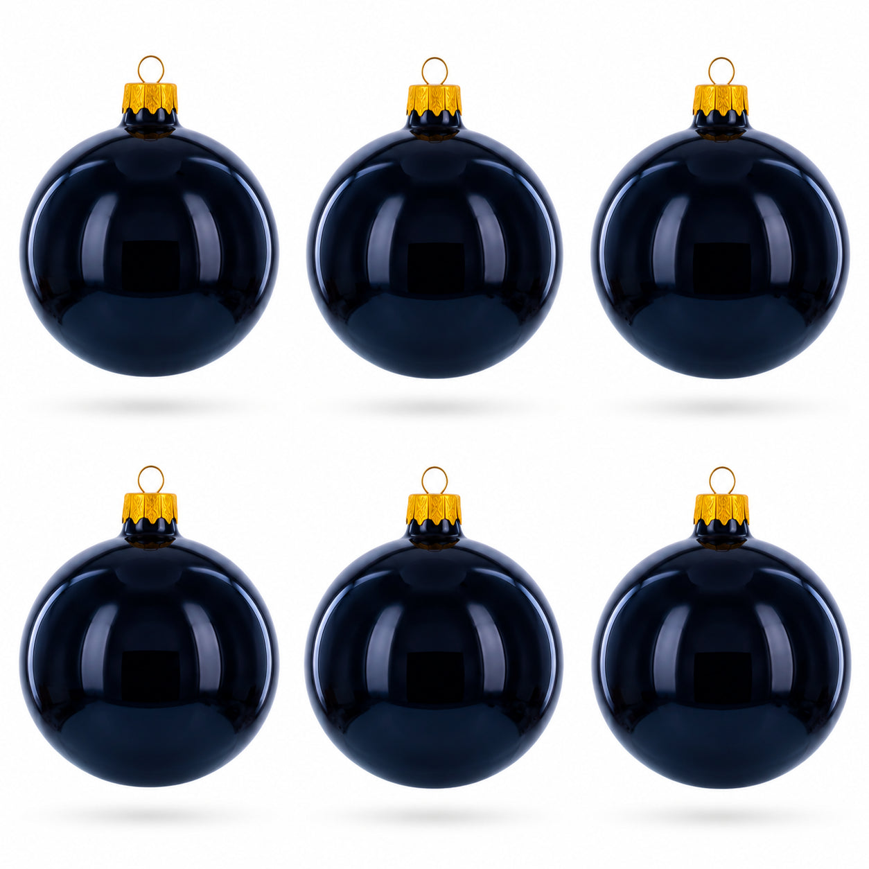 Black Glossy Glass Ball Christmas Ornament 3.25 Inches