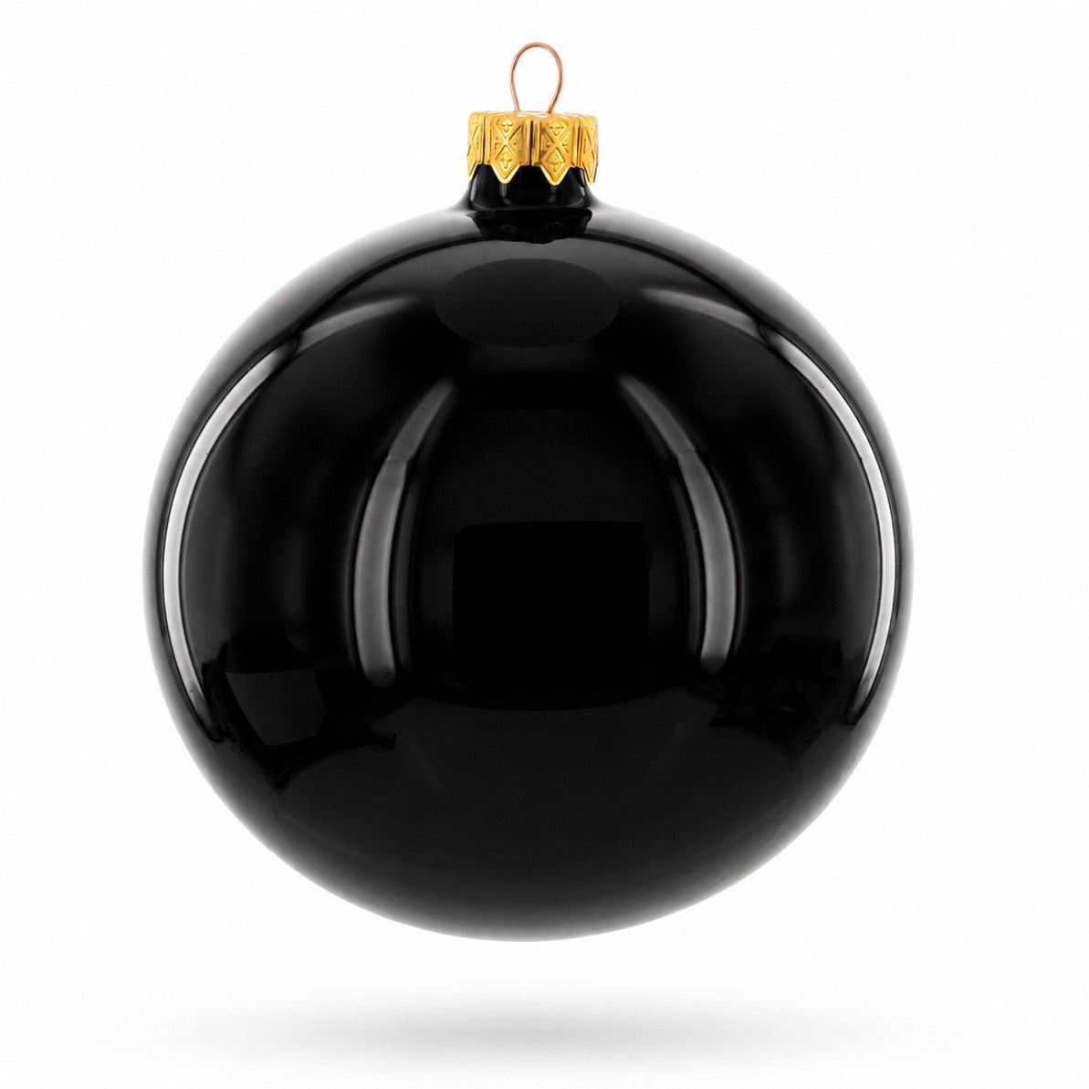 Black Glossy Glass Ball Christmas Ornament 3.25 Inches