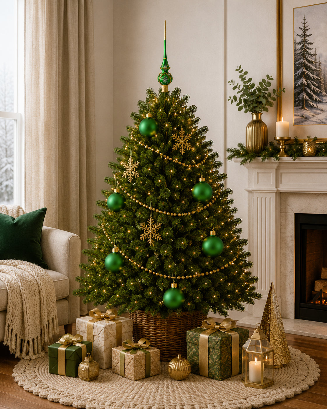 Set of 6 Matte Green Glass Ball Christmas Ornaments 3.25 Inches