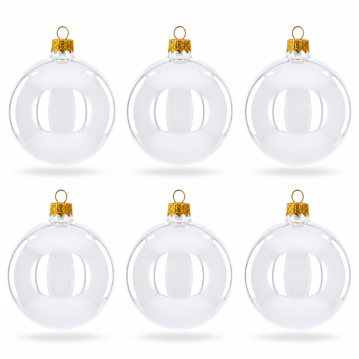 Set of 6 White Glossy Glass Ball Christmas Ornaments 3.25 Inches