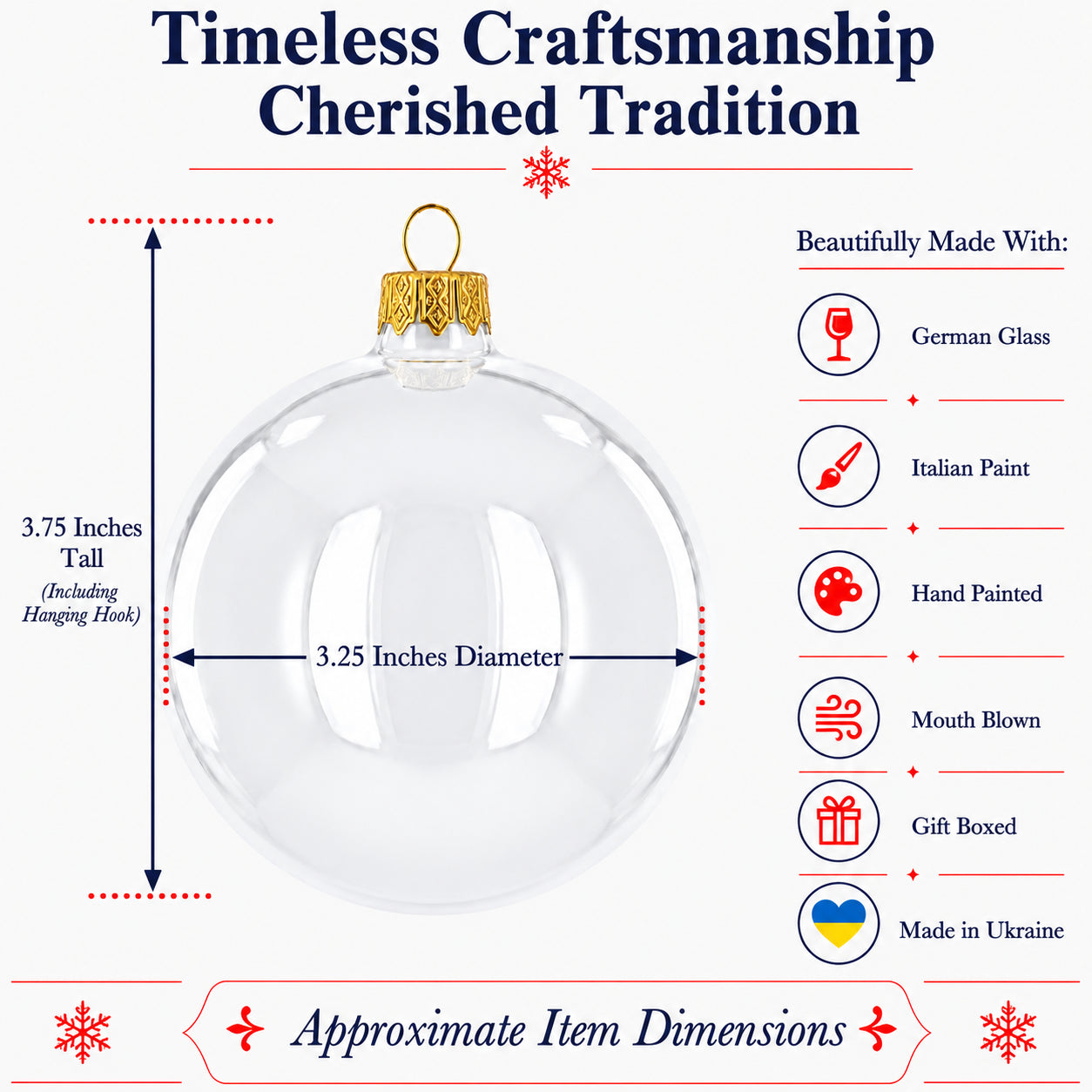 Set of 6 White Glossy Glass Ball Christmas Ornaments 3.25 Inches