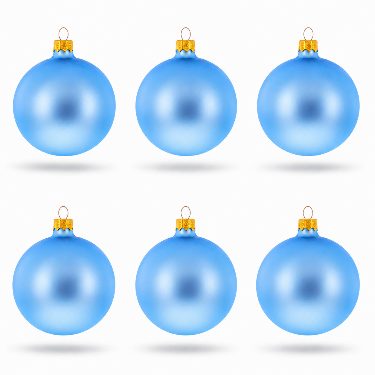 Set of 6 Matte Light Blue Glass Ball Christmas Ornaments 3.25 Inches