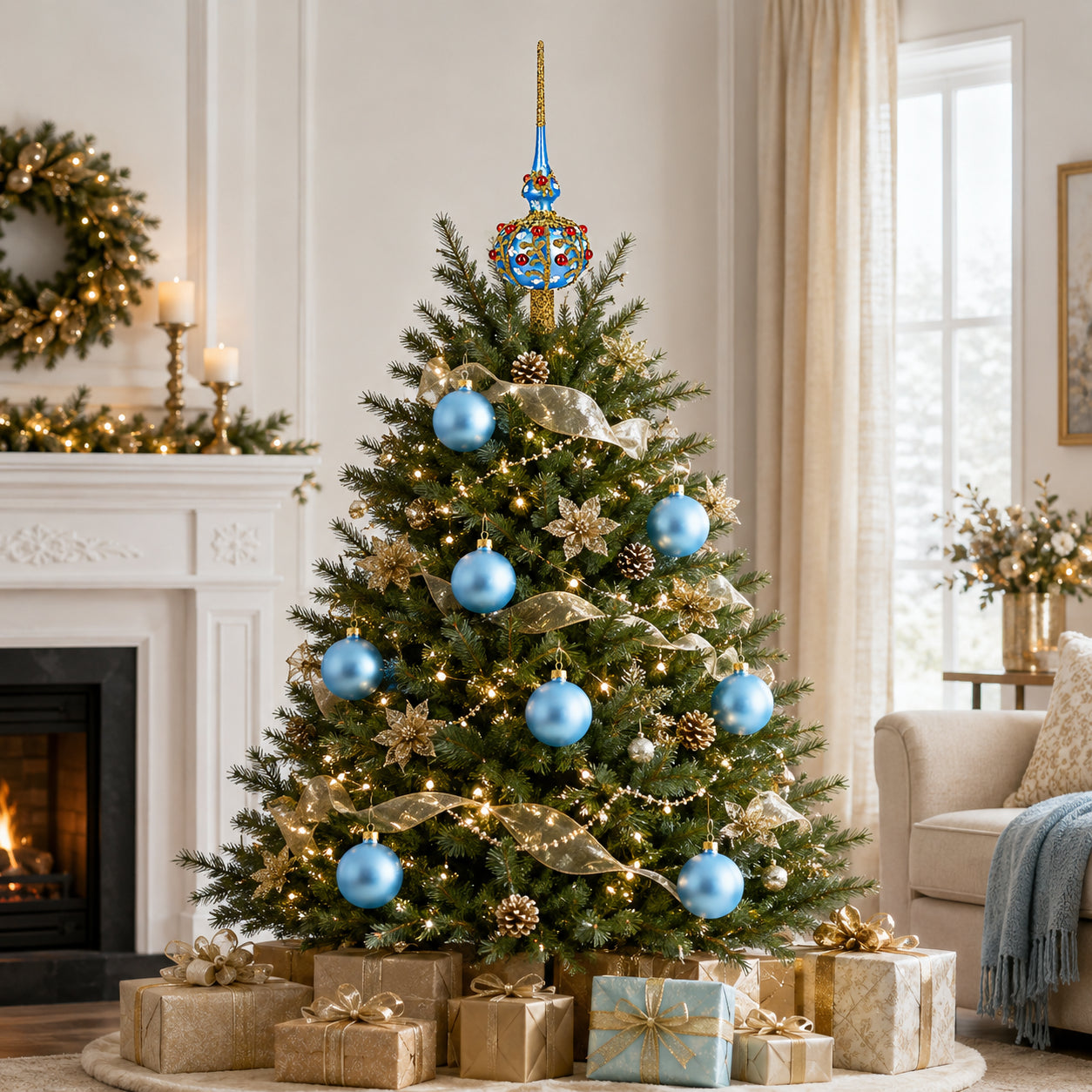 Set of 6 Matte Light Blue Glass Ball Christmas Ornaments 3.25 Inches