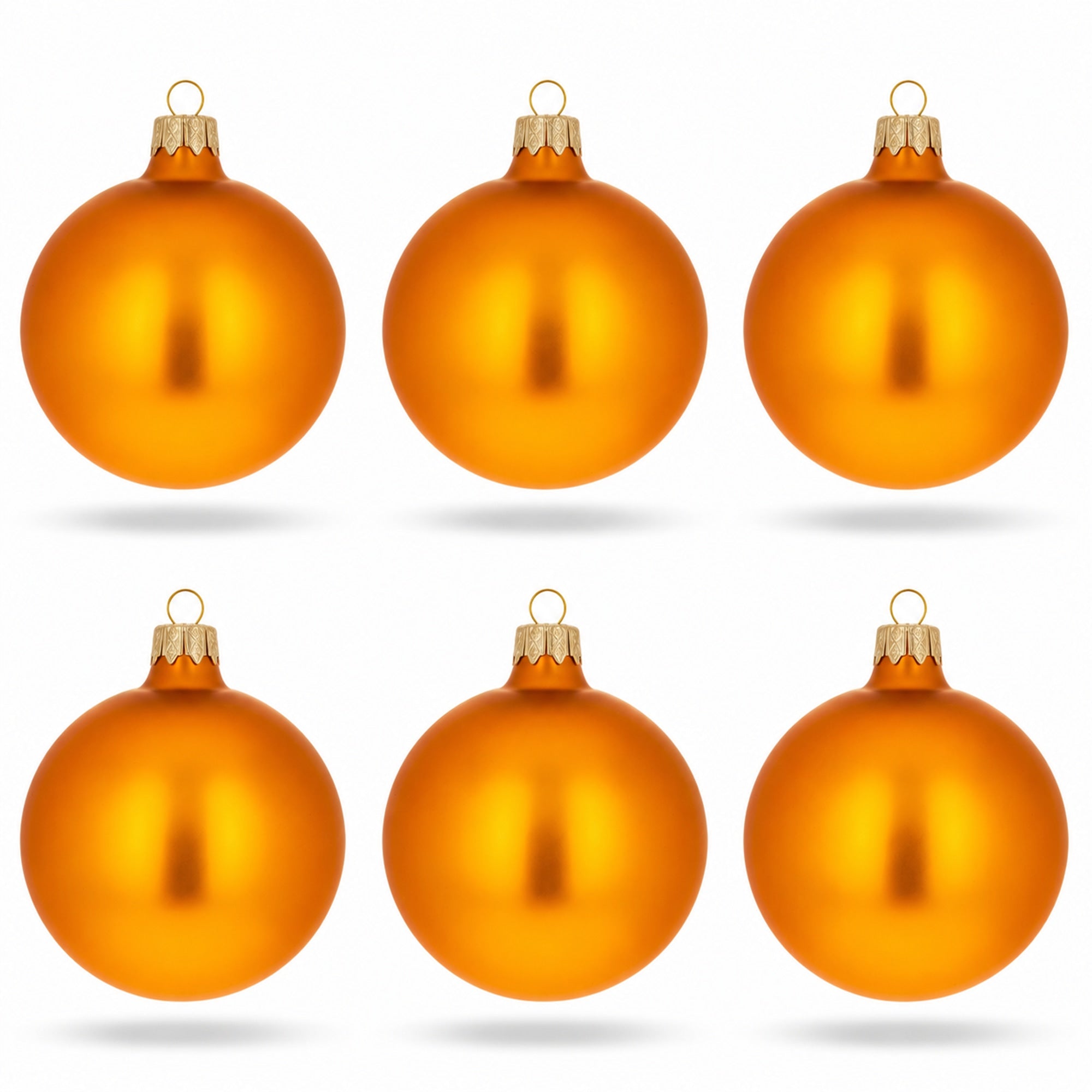 Set of 6 Matte Gold Glass Ball Christmas Ornaments 3.25 Inches