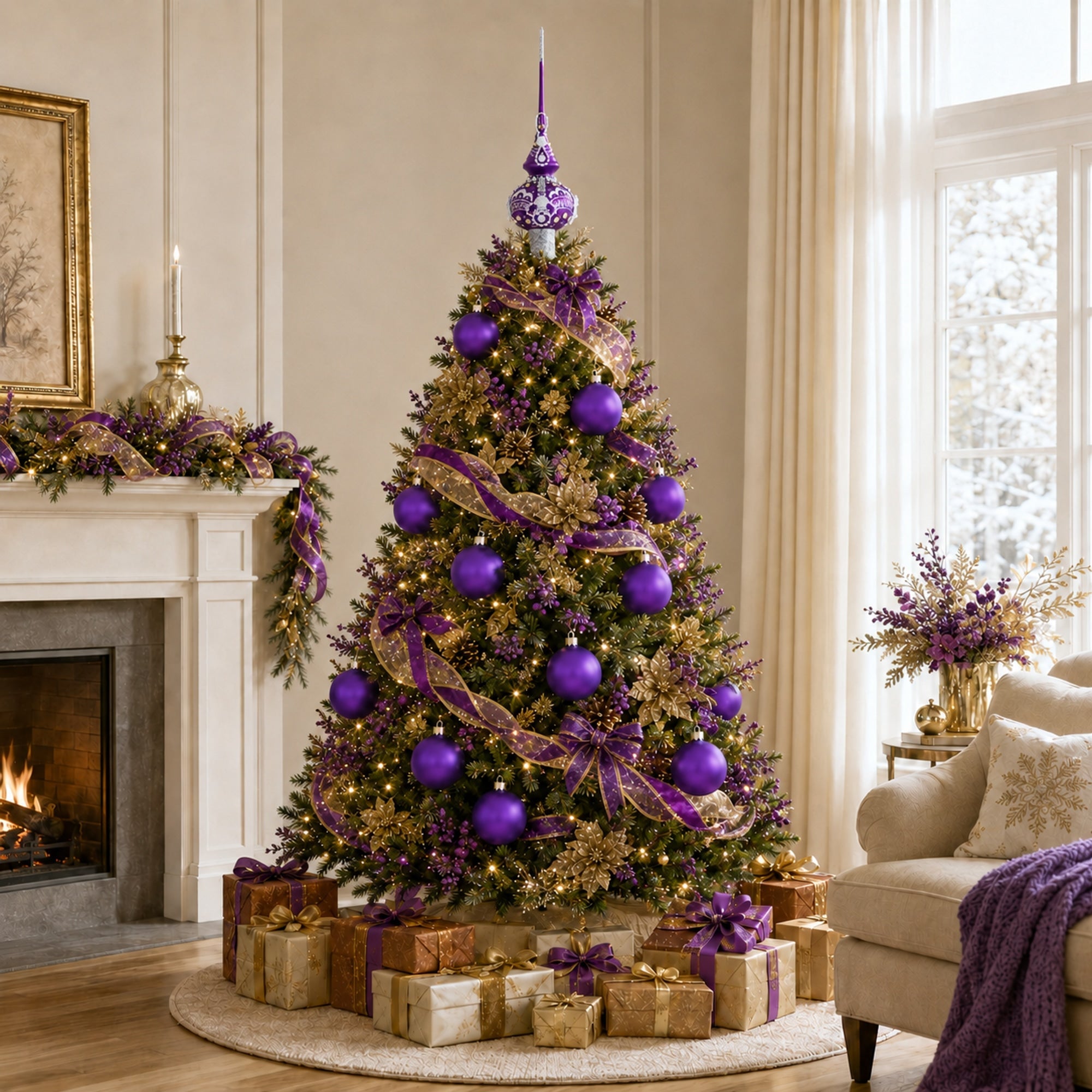 Set of 6 Purple Matte Glass Ball Christmas Ornaments 3.25 Inches