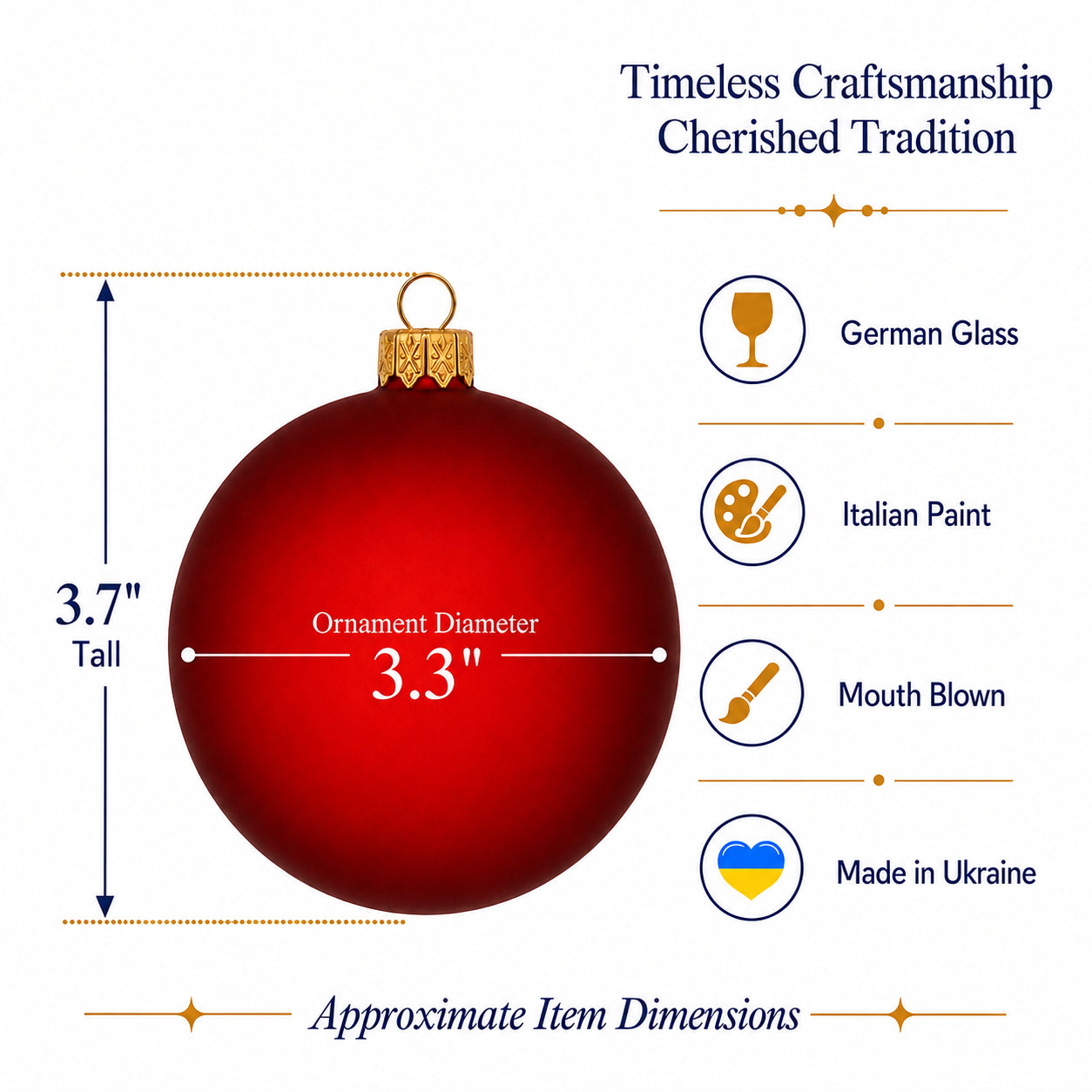 Set of 6 Translucent Red Glass Ball Christmas Ornaments 3.25 Inches