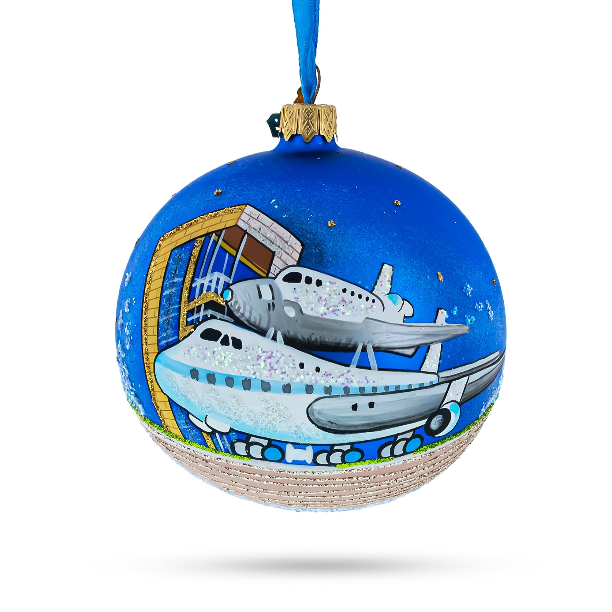 Space Center, Houston, Texas Glass Ball Christmas Ornament 4 Inches