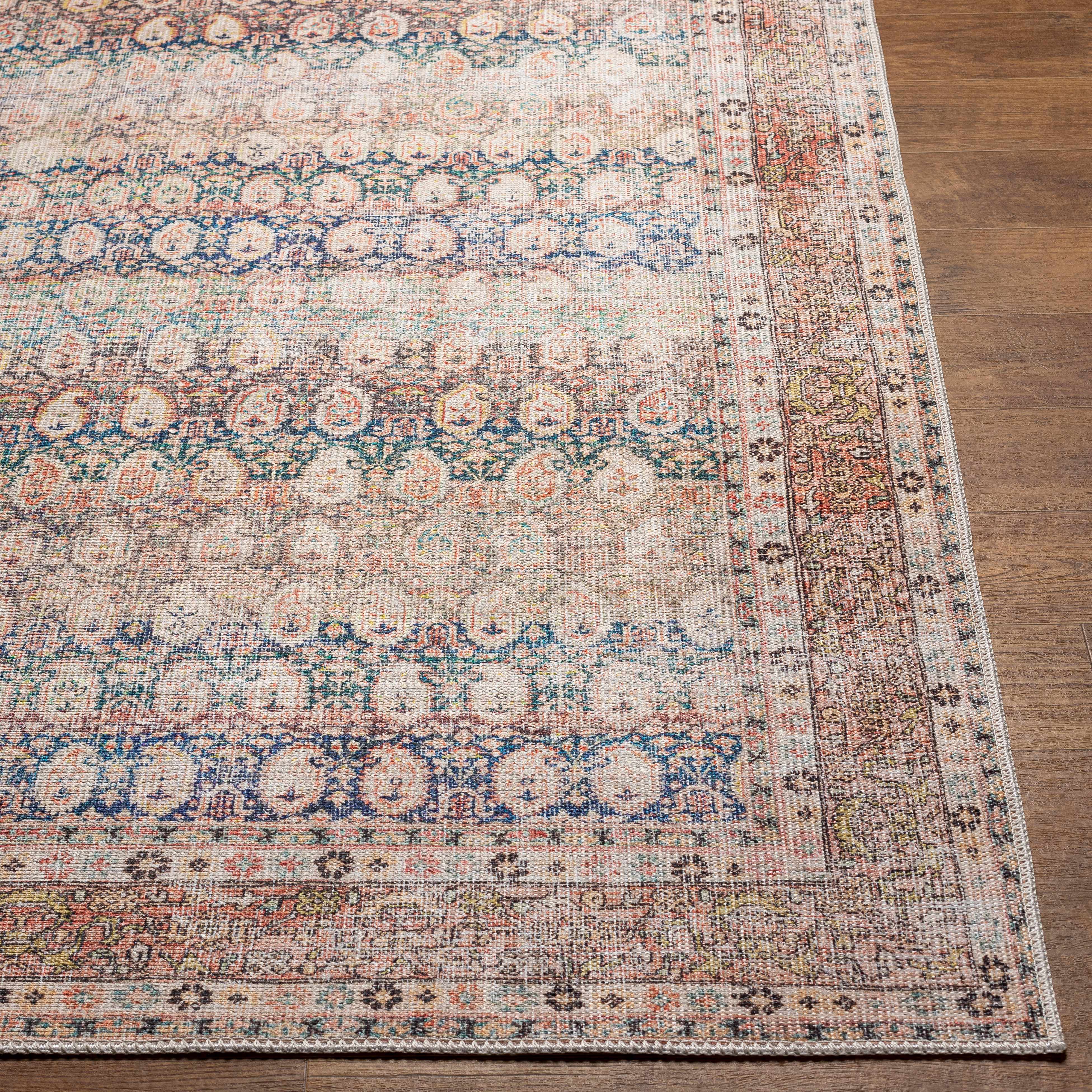 Rust Maligaya Distressed Washable Area Rug