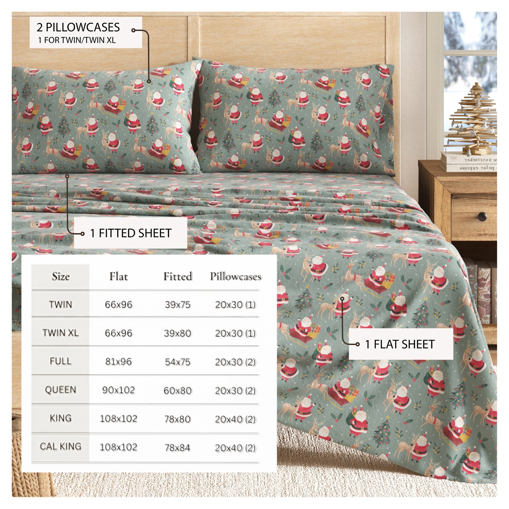 Turkish Cotton Christmas Flannel Sheet - Whittaker Collection