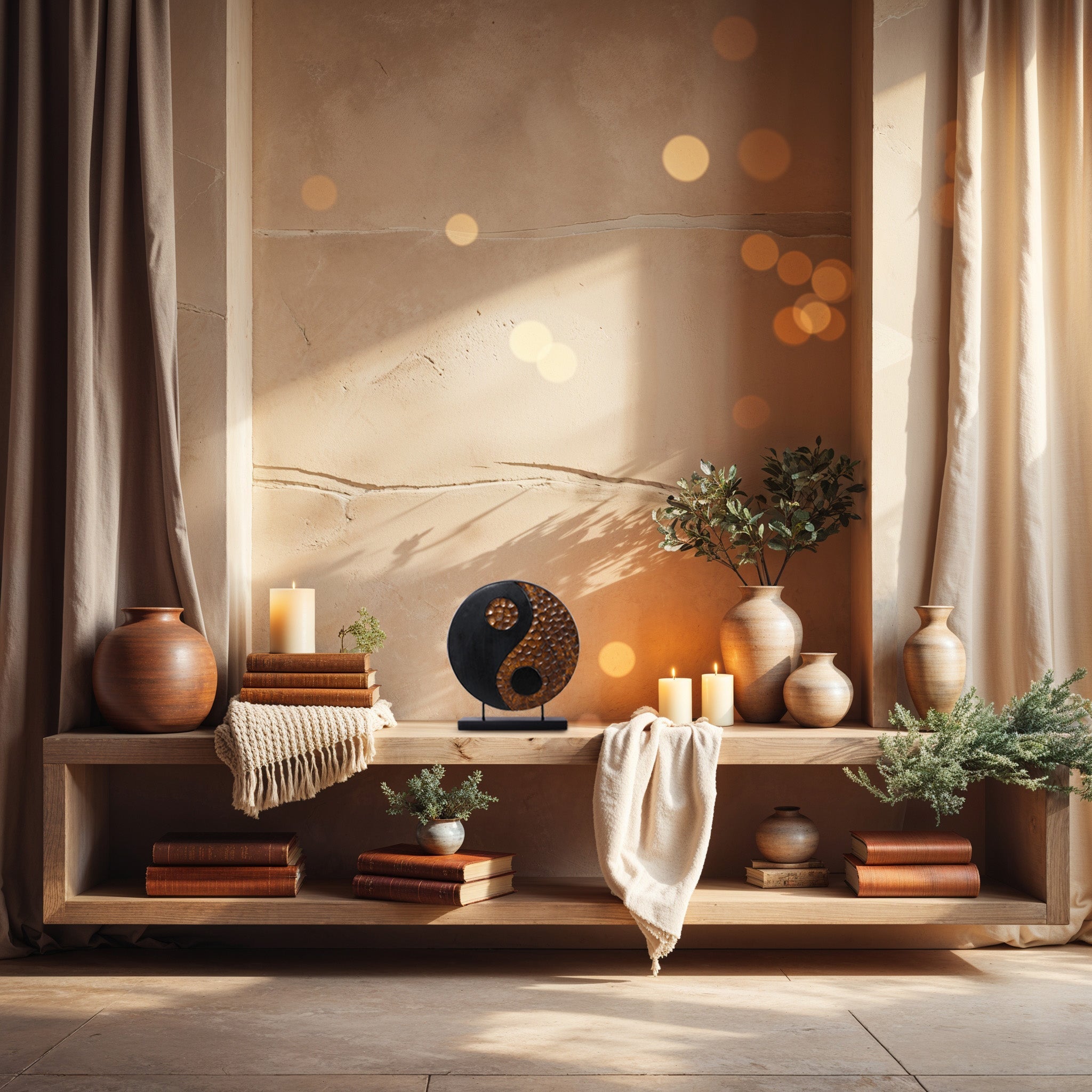Tranquil Spirit – Hand-Carved Yin Yang Wooden Sculpture, Elegant Home and Farm House Décor
