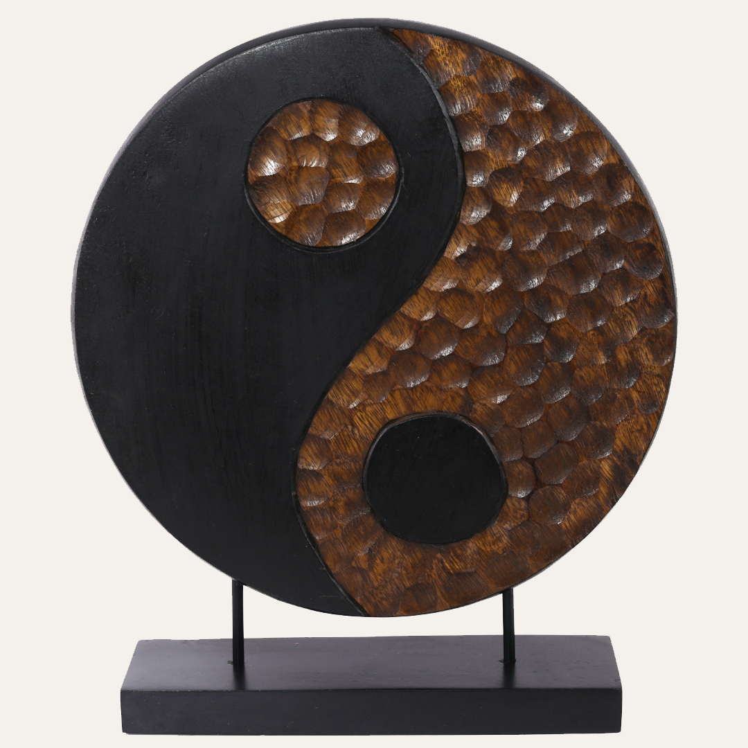Tranquil Spirit – Hand-Carved Yin Yang Wooden Sculpture, Elegant Home and Farm House Décor