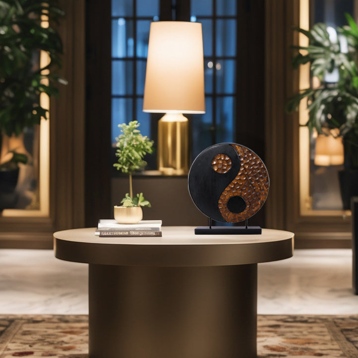 Tranquil Spirit – Hand-Carved Yin Yang Wooden Sculpture, Elegant Home and Farm House Décor