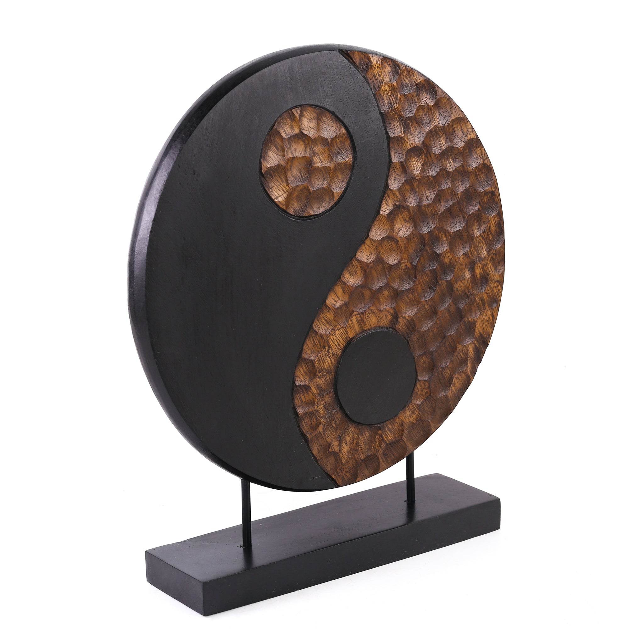 Tranquil Spirit – Hand-Carved Yin Yang Wooden Sculpture, Elegant Home and Farm House Décor