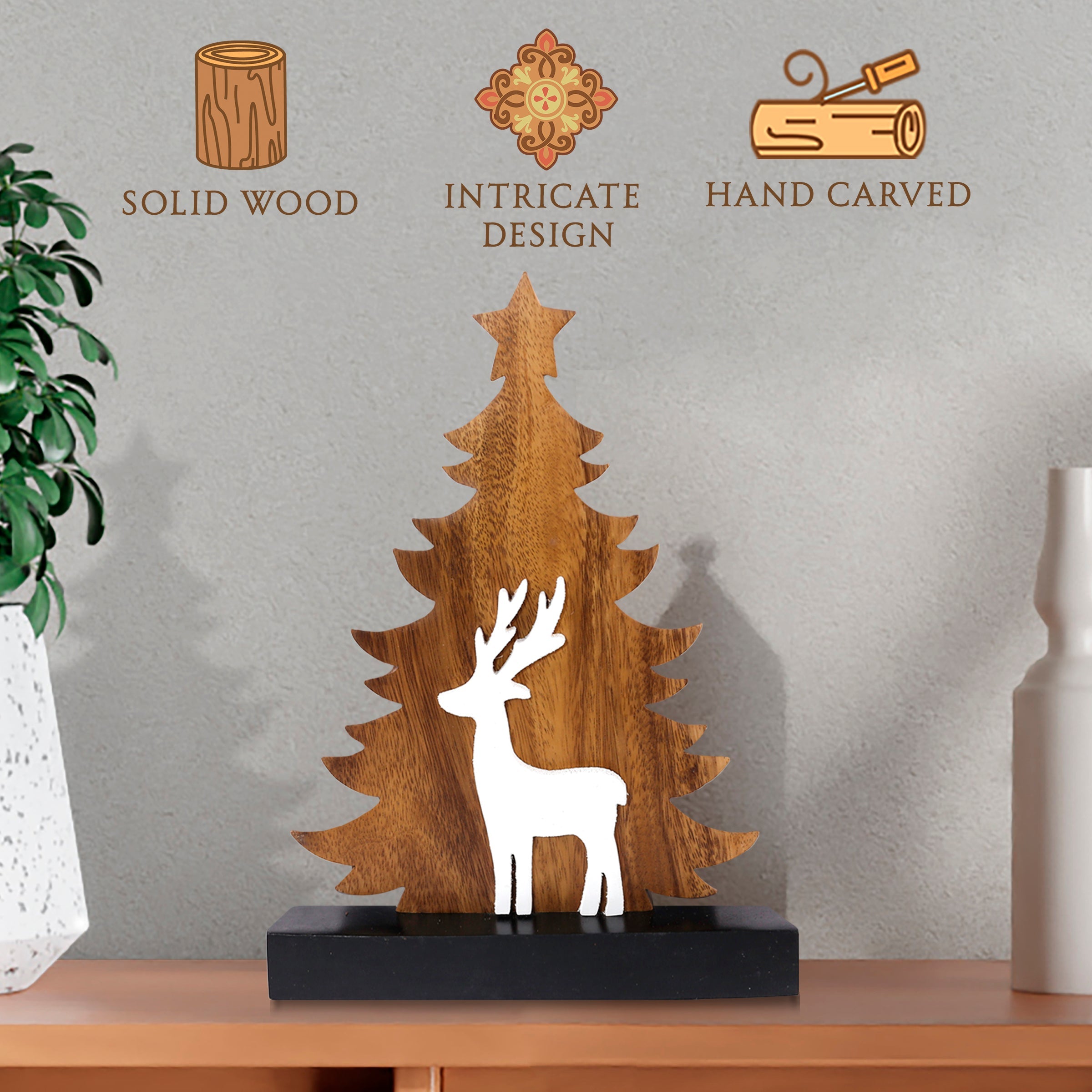 Evergreen Grace – Handmade Wooden Christmas Tree Sculpture, Festive Home Decor