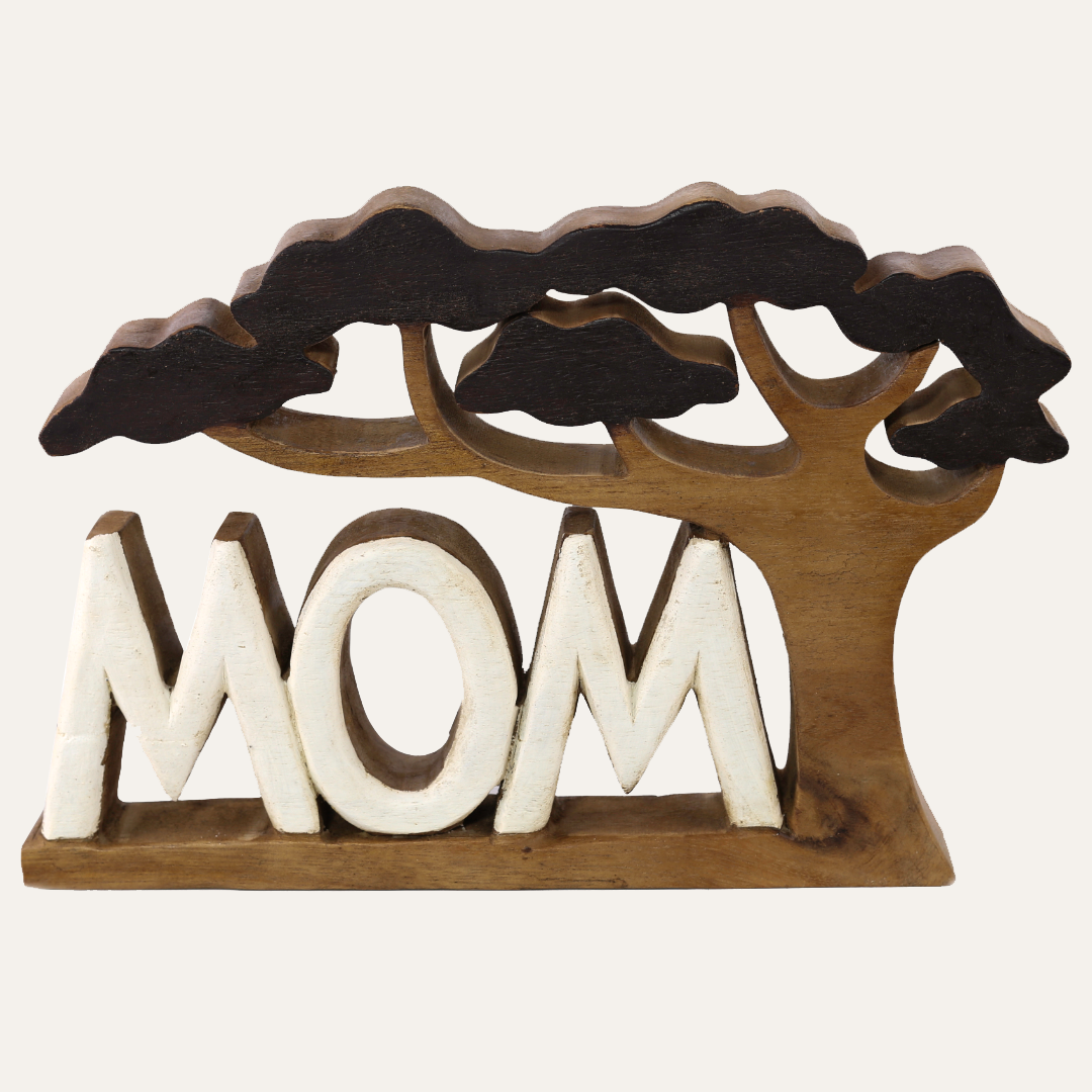 Graceful Mom – Handmade Wooden Sculpture, Heartfelt Decorative Mother’s Gift